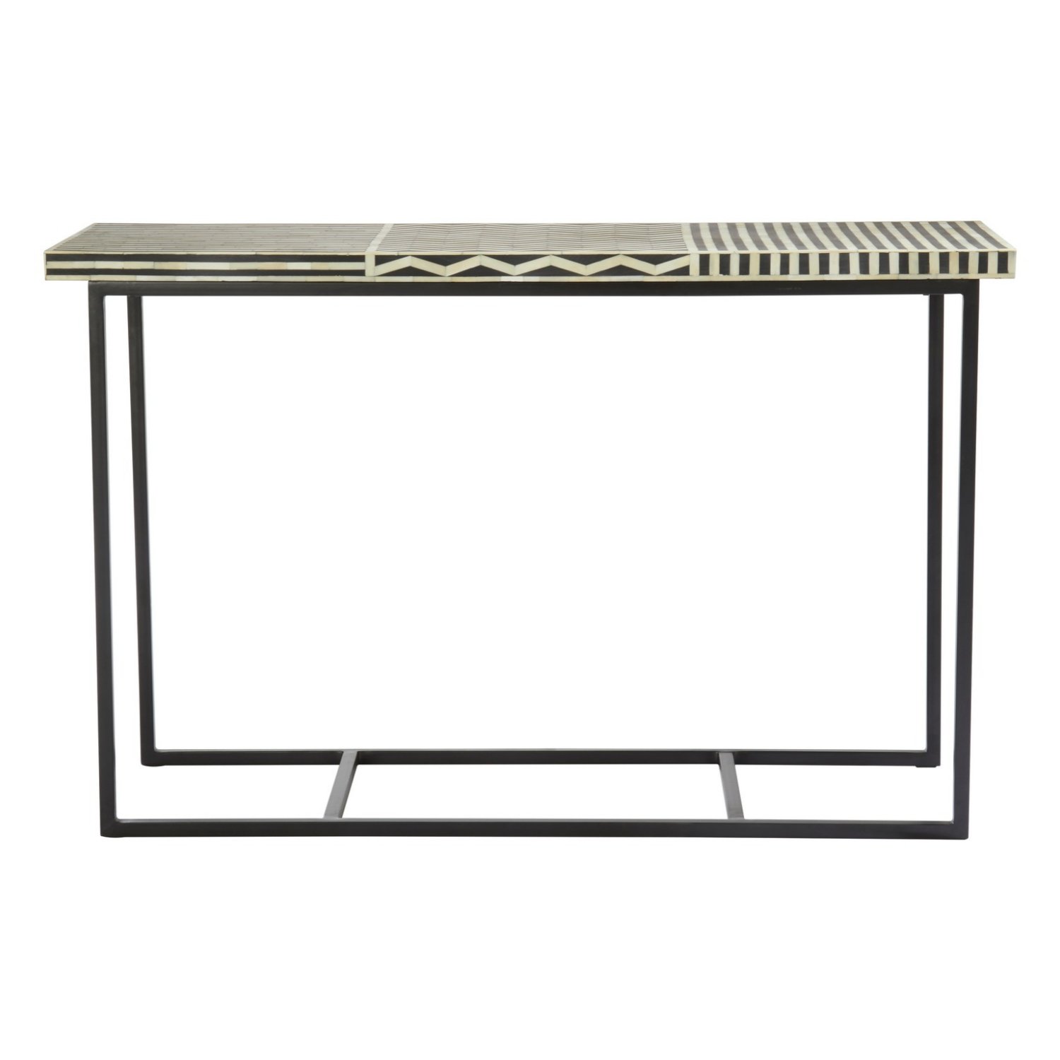 Orsina Boho Mango Wood Bone Inlay Console Table – Black & White