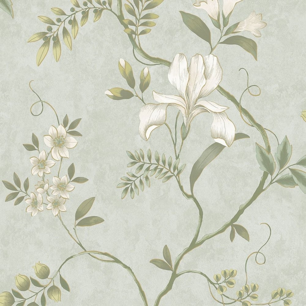 Rasch Dancing Iris Wallpaper - Duck Egg