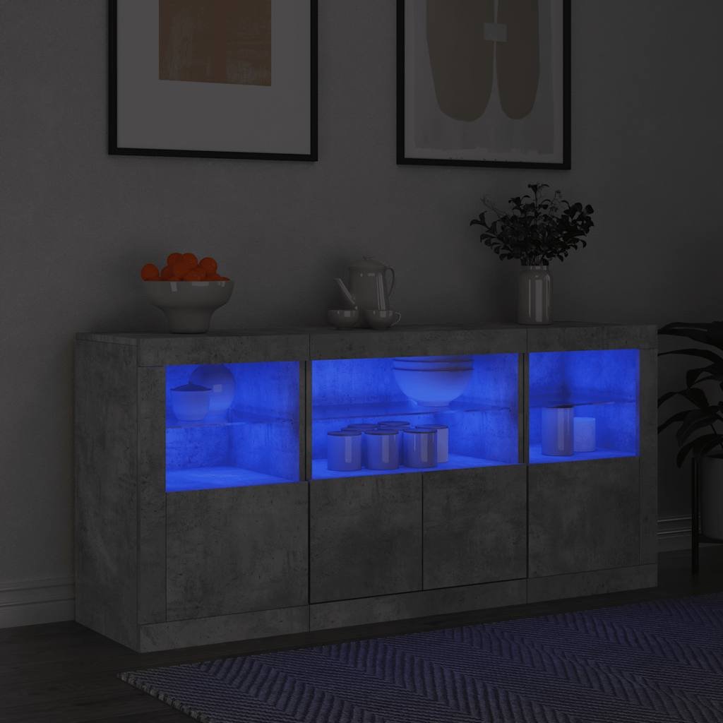 Walplus LED Sideboard - Concrete Grey - 142.5 x 37 x 67 cm