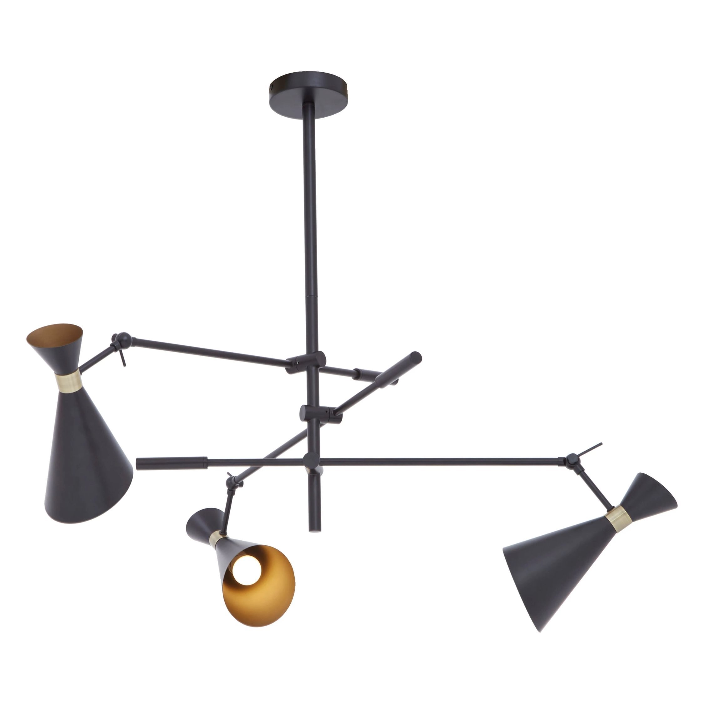 Orsina Linox 3 Shade Pendant - Black and Gold