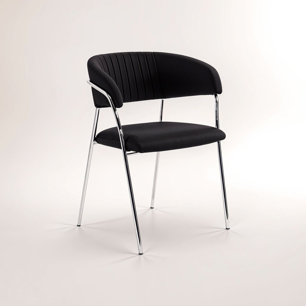 Orsina Tamzin Velvet Channel Tufted Dining Chair – Black and Silver