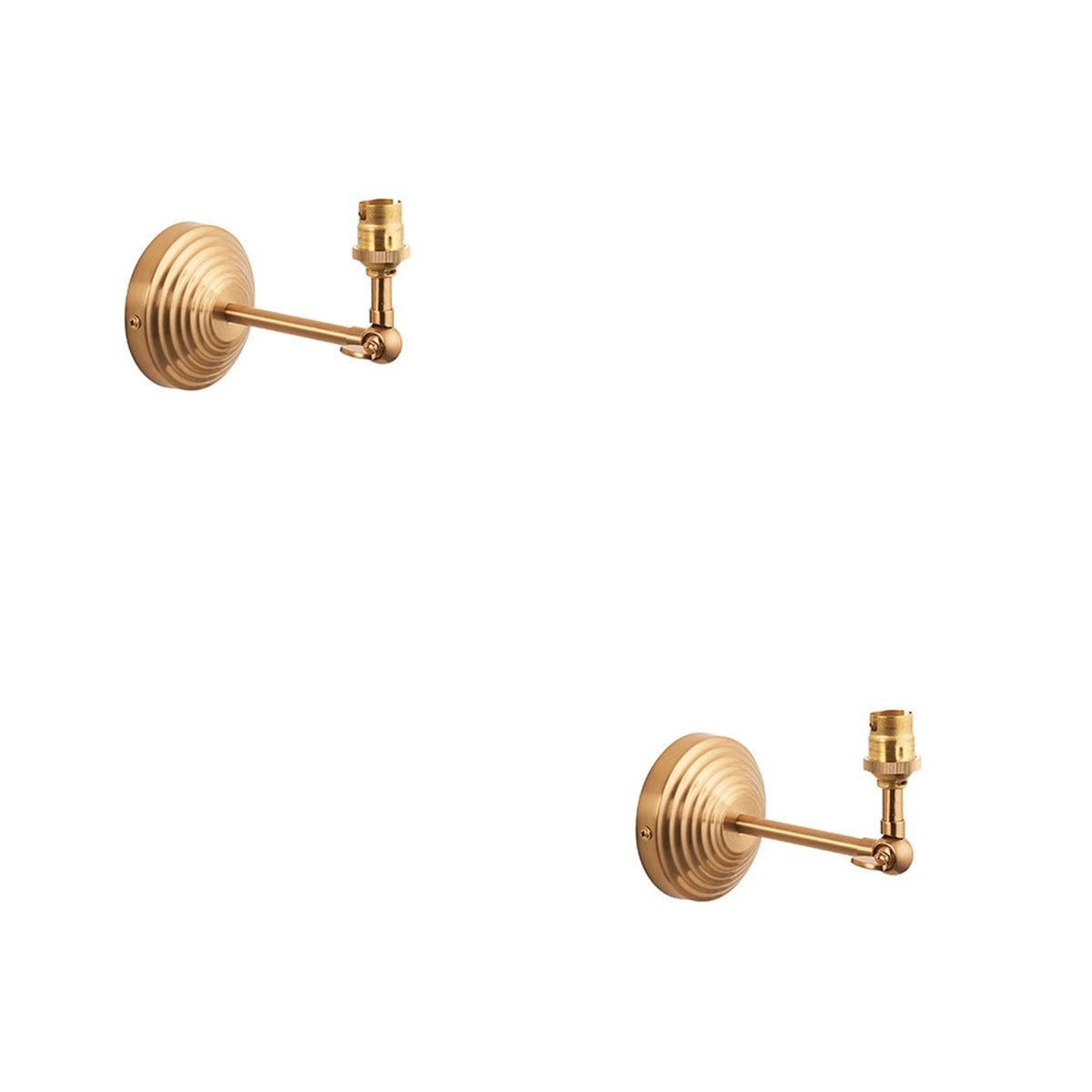 Loops Direct Pack of 2 Wall Light - Brass Reeded Rose Wing Arm Sconce