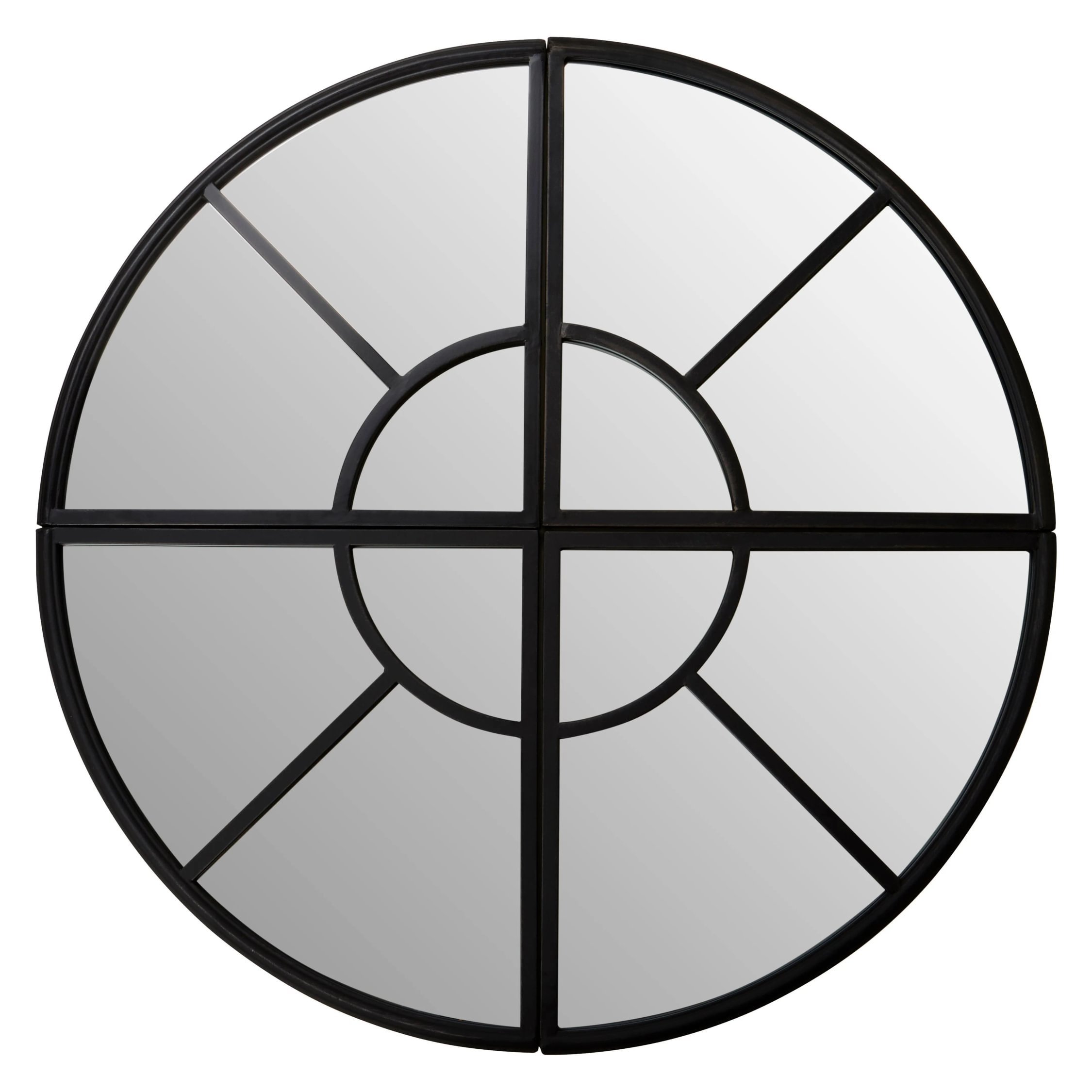 Orsina Cosma Round Window Pane Wall Mirror – Black