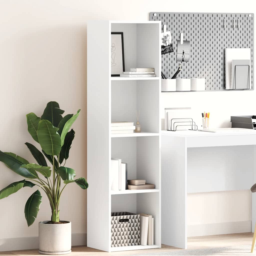 Walplus Engineered Wood Bookcase - White - 40 x 30 x 152 cm