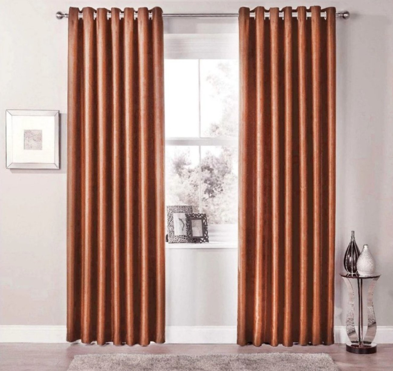 New Edge Blinds Rust Blackout Eyelet Curtains - 117cm x 137cm