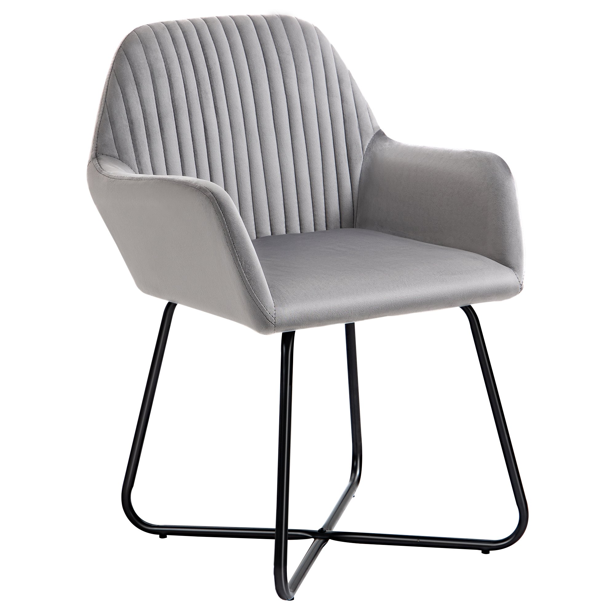 HOMCOM Velvet Modern Accent Chair with Metal Base for Living Room - Grey
