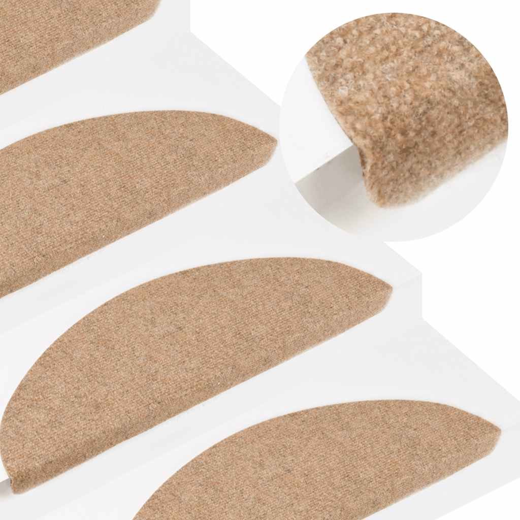 Walplus Pack of 15 Self-Adhesive Needle-Punched Stair Mats - Beige - 56 x 17 cm