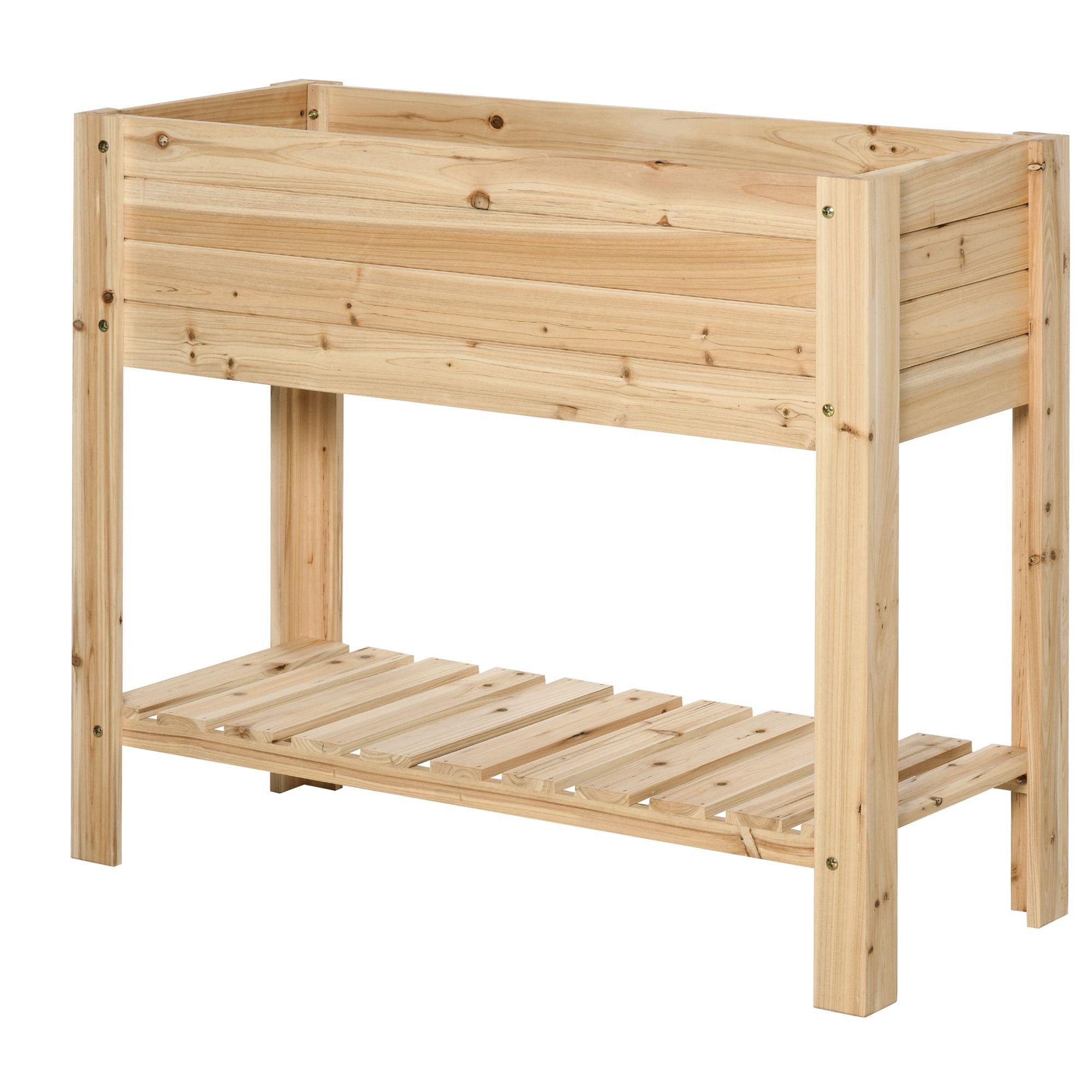 Outsunny Wooden Raised Garden Bed - Natural