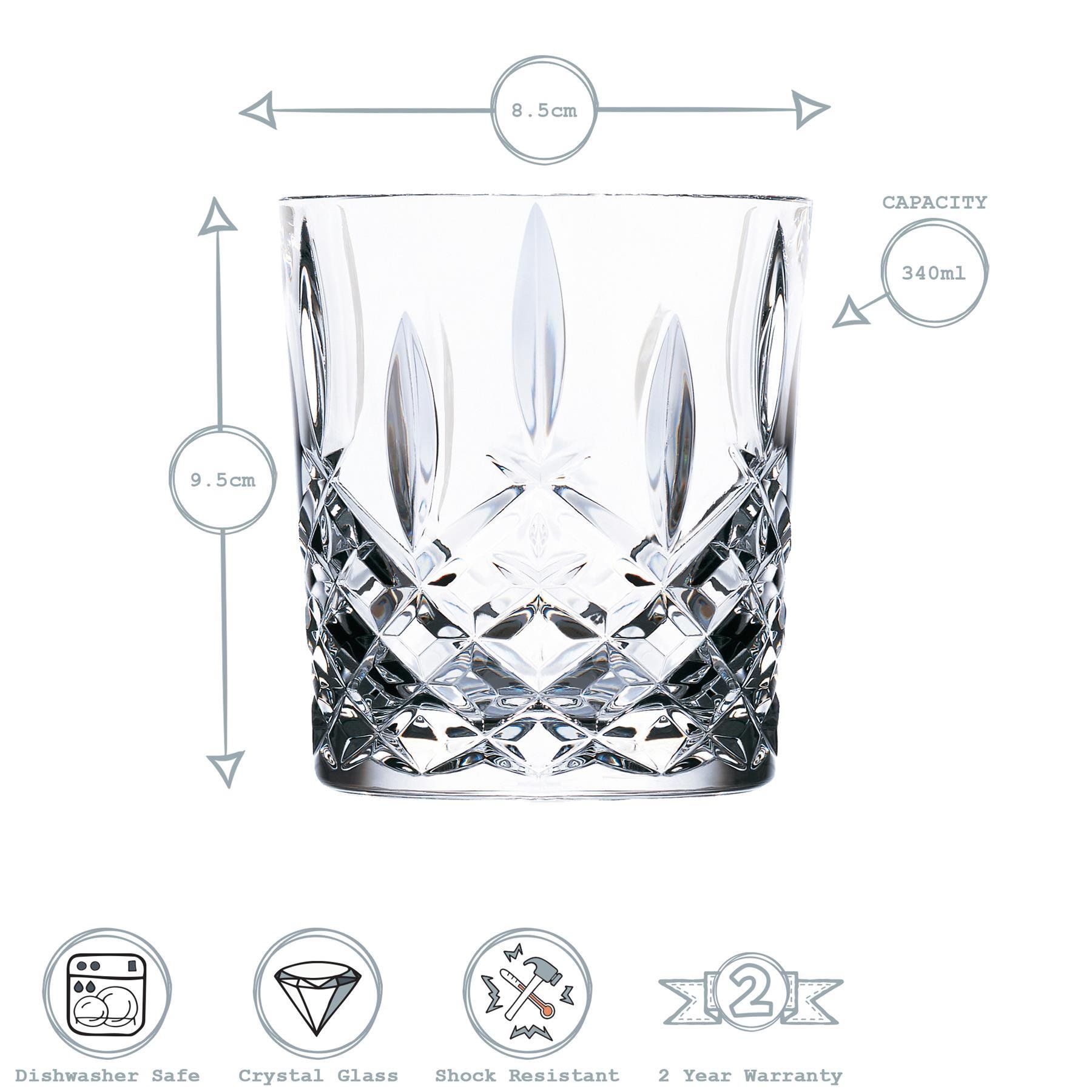 RCR Crystal Old Fashioned Whiskey Glasses Tumblers Set 340ml - Pack of 12