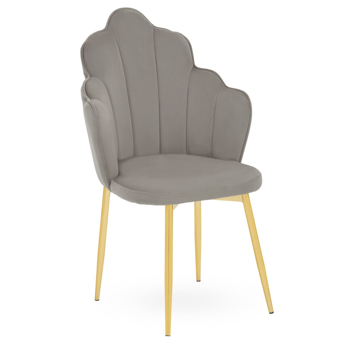 Orsina Tian Velvet Scalloped Dining Chair – Grey
