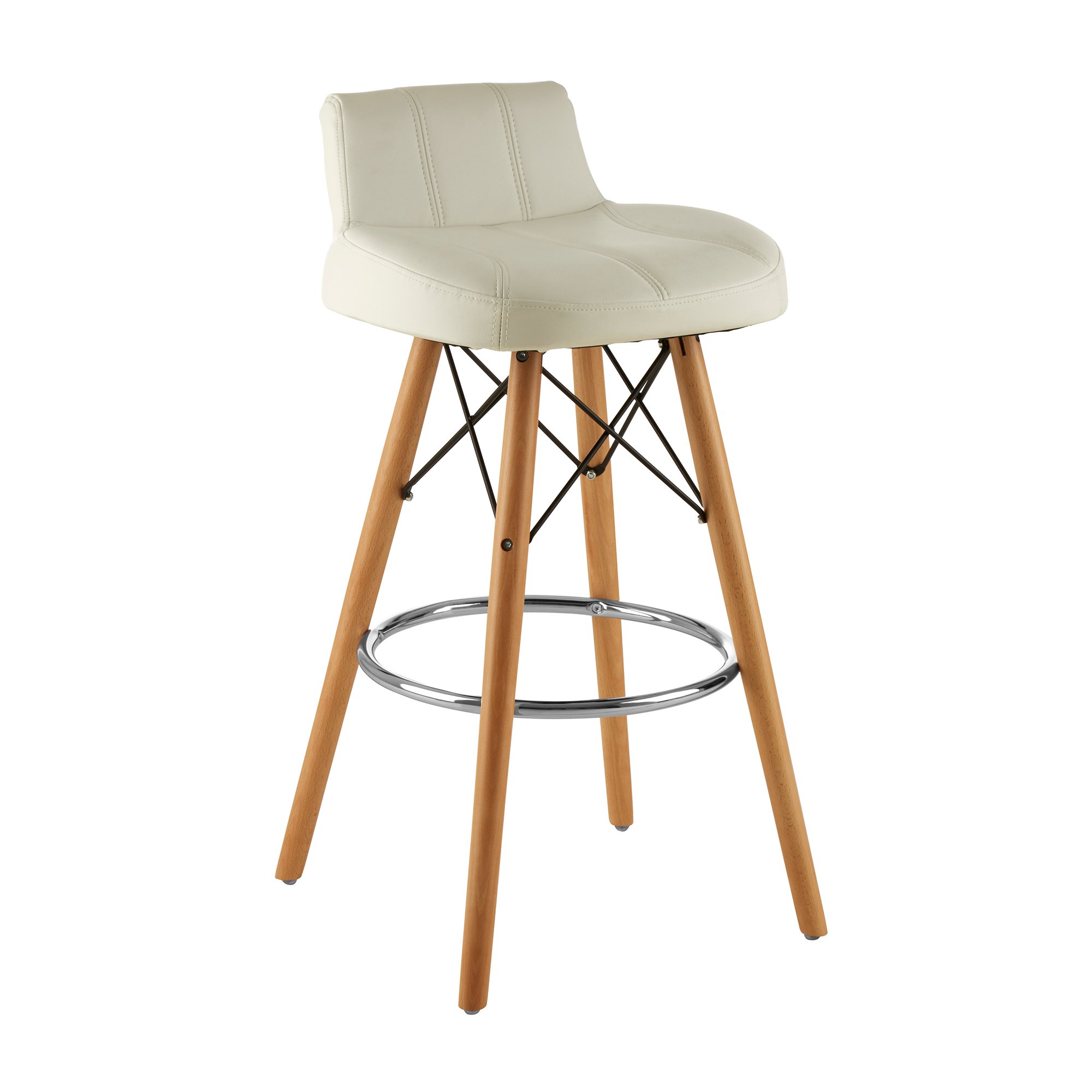 Orsina Stockholm Faux Leather Bar Stool – White and Natural