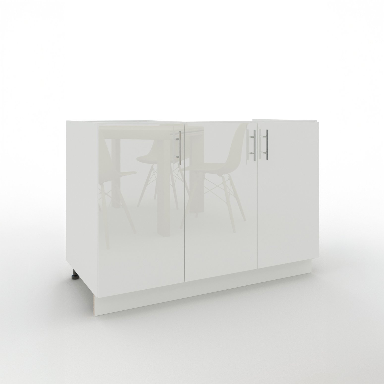 JD Greta 1200mm Adjustable Leg Sink Cabinet with 3 Doors - White Gloss