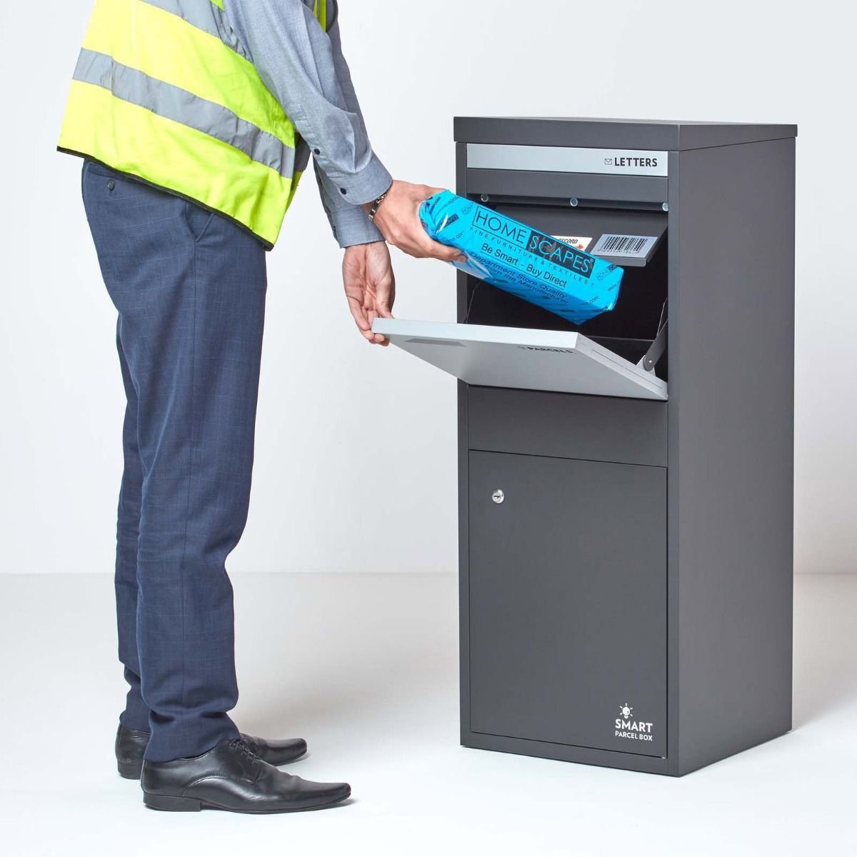 Smart Parcel Box Galvanised Steel Large Secure Delivery Box - Dark Grey