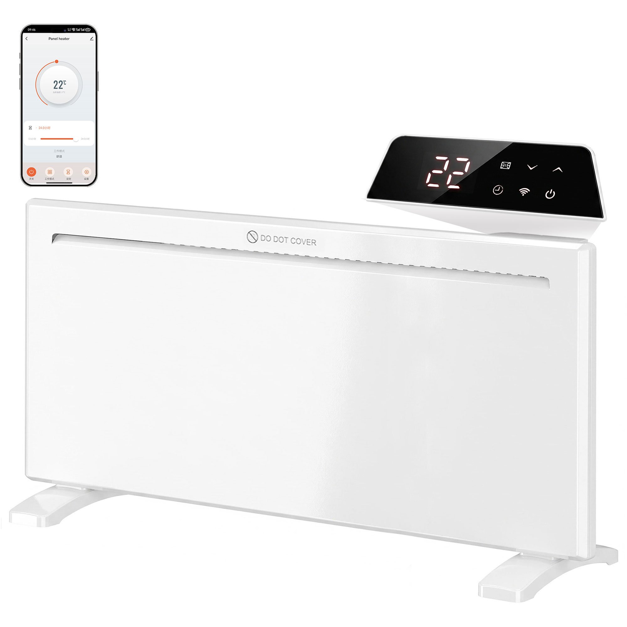 HOMCOM 2000W Wifi Enabled Smart Panel Heater With Alexa and Google Home - White