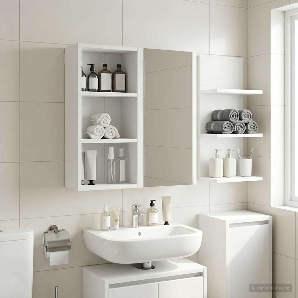 Walplus Engineered Wood Bathroom Wall Cabinet - White - 30 x 16 x 62.5 cm