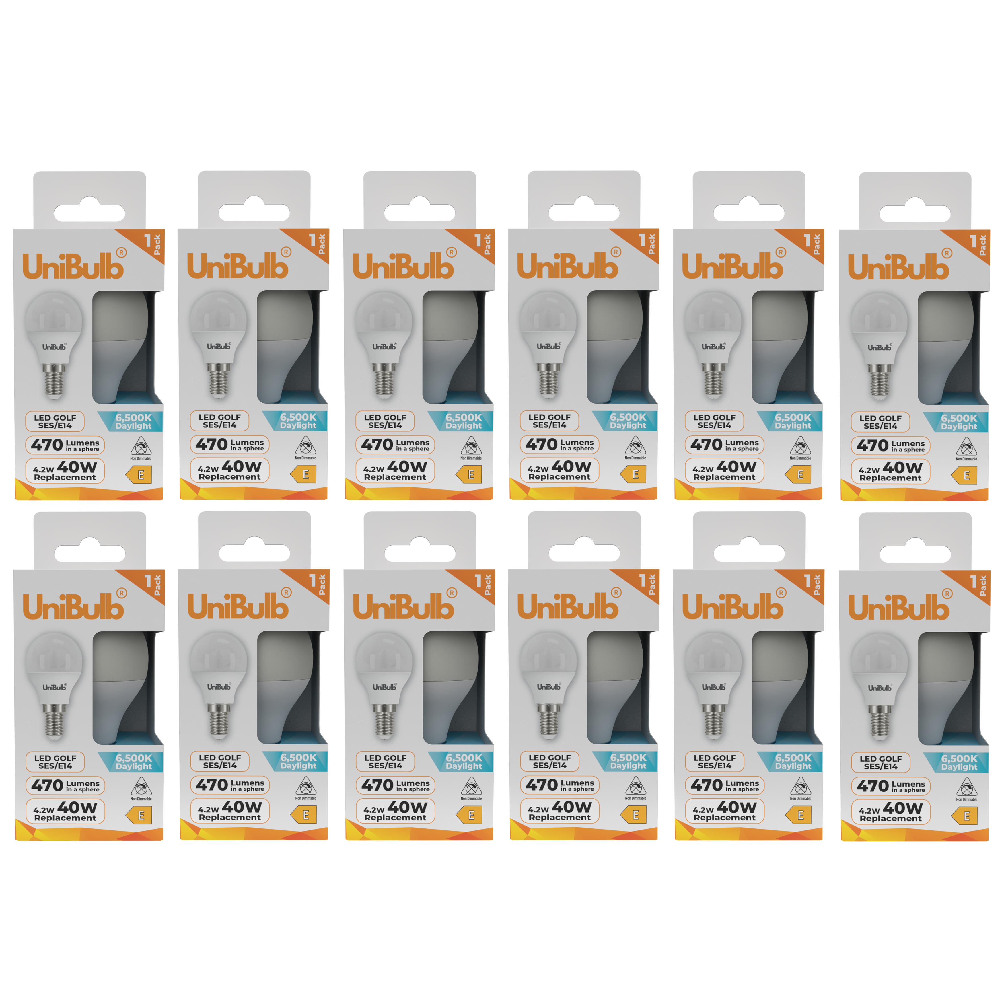 UniBulb 4.2W LED Daylight Golf Ball E14 Light Bulb - Pack of 12