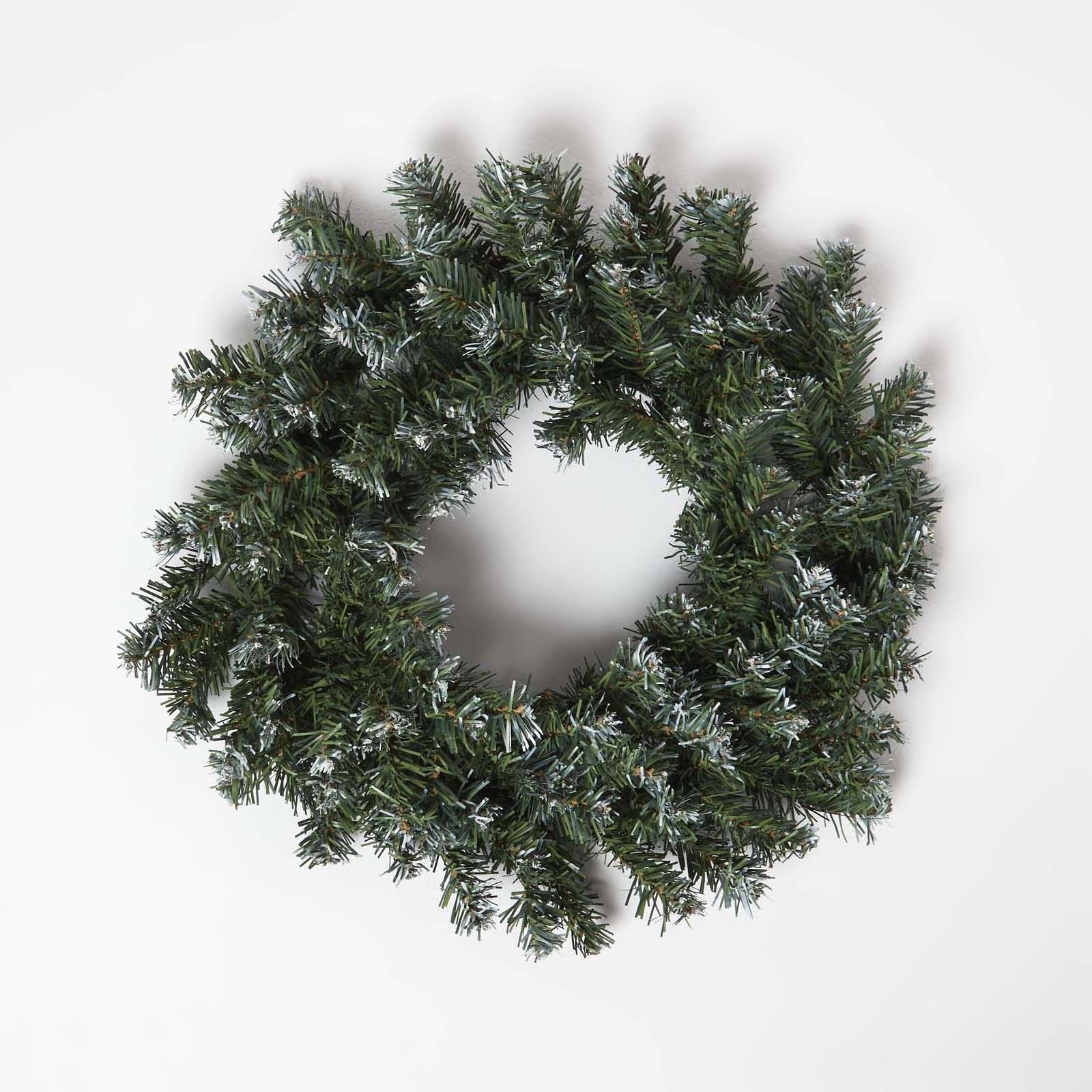Homescapes Polyester Snow-Finish Wreath - Green
