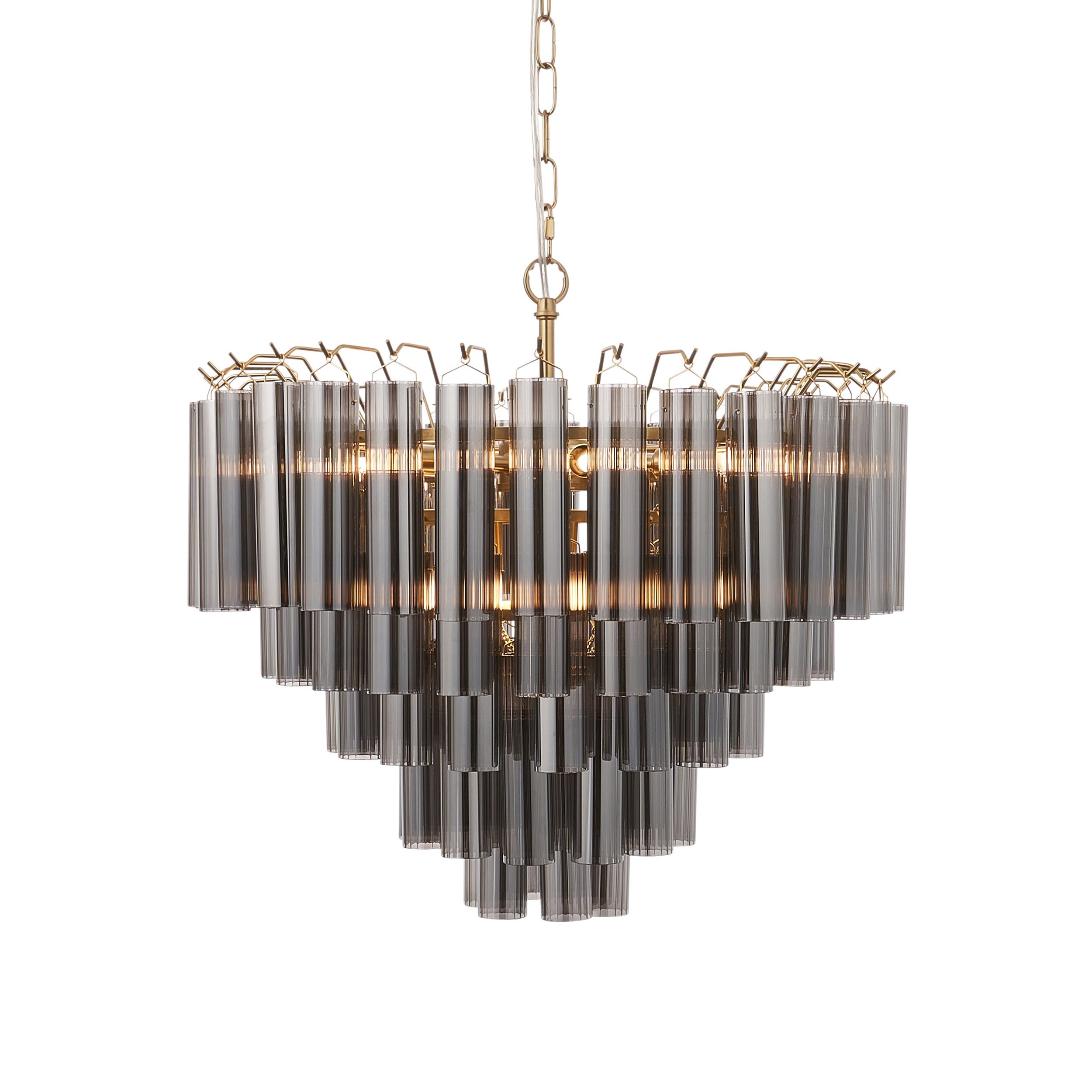Loops Direct Steel and Glass Chandelier - Satin Brass
