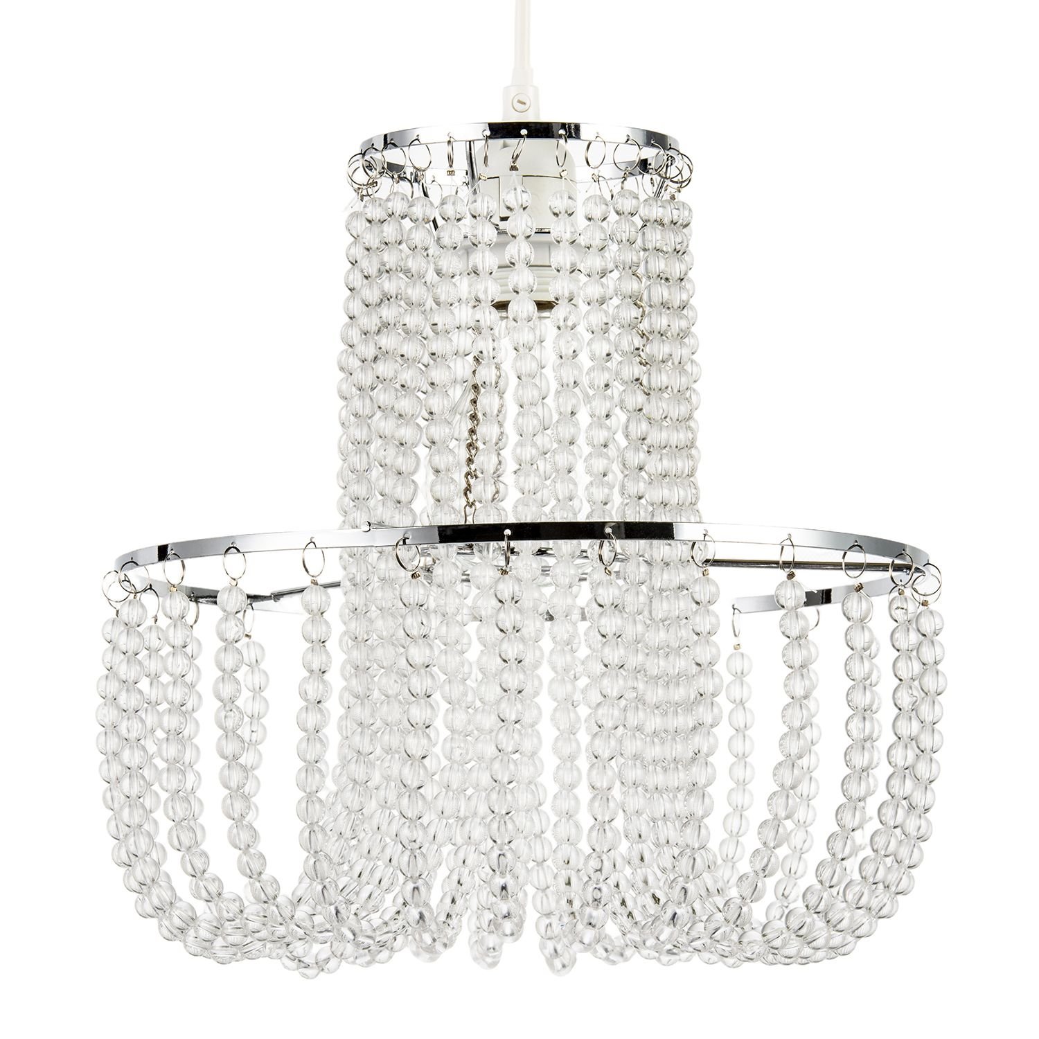 Happy Homewares Striking Two Tier with Chrome Frame Pendant Shade - 28cm