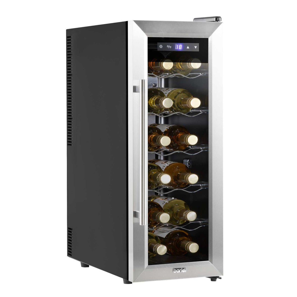 Baridi 12 Bottle Wine Fridge with Touch Controls Shelves & LED Light