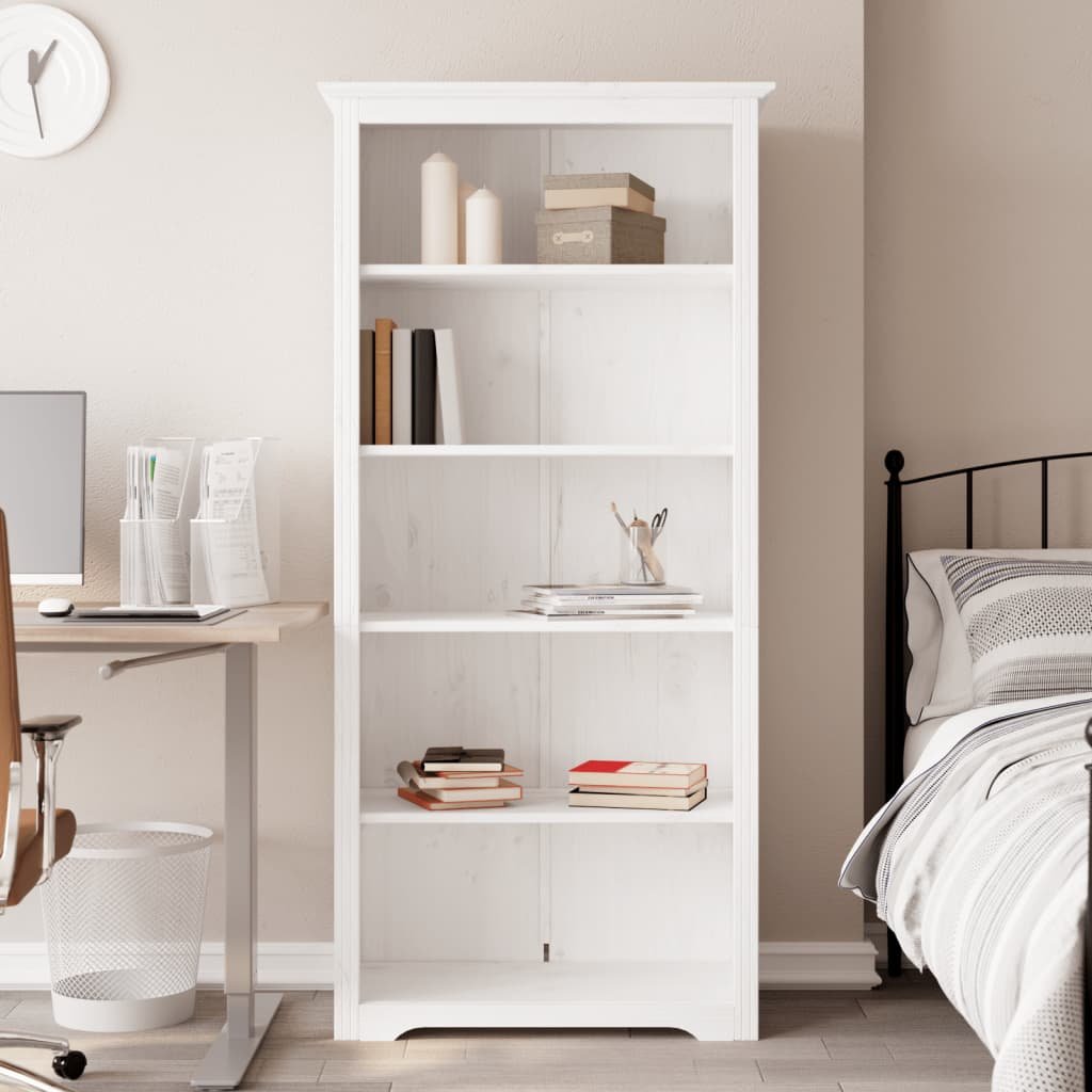 Walplus 5 Tier Solid Pine Bookcase - White - 82 x 40 x 173 cm