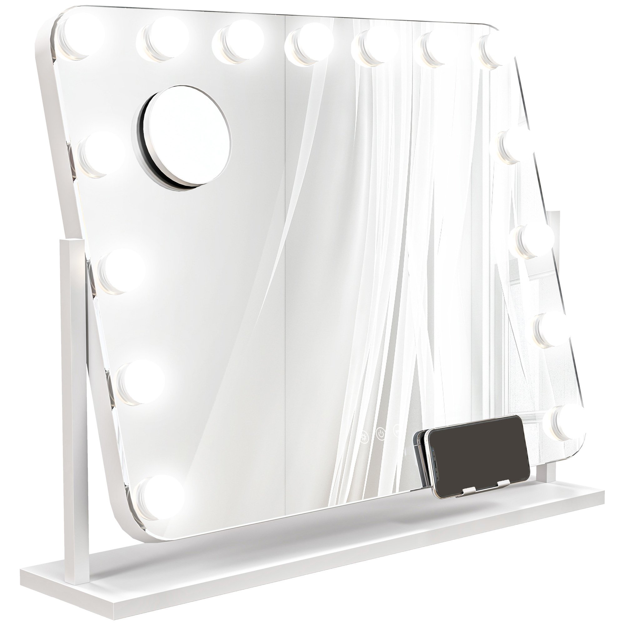 HOMCOM Adjustable Colour Temperature Rotable Vanity Mirror - White