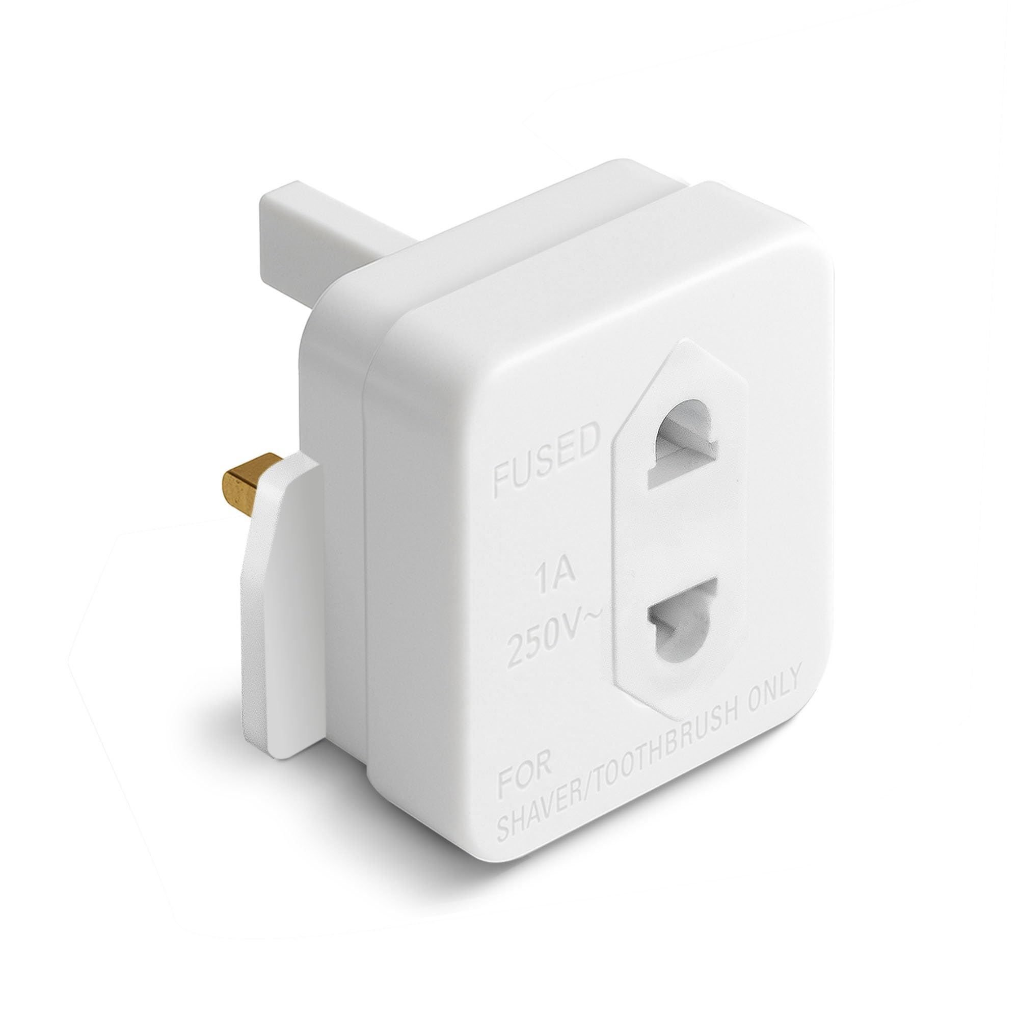 Desiretech 2 Pin to 3 Pin Fused Shaver Adaptor Plug - White