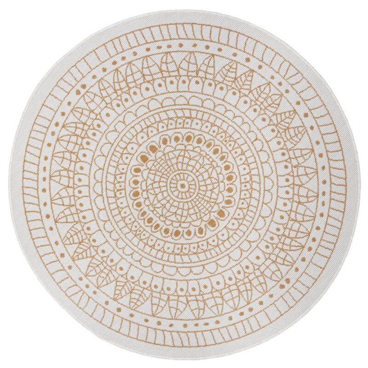 Hanse Home Mustard Porto Indoor Outdoor Round Reversible Flatweave Rug - 100cm