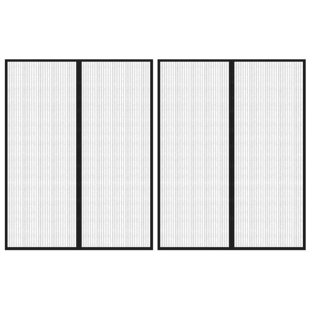 Walplus Pack of 2 Polyester Insect Door Screen - Black - 230 x 160 cm