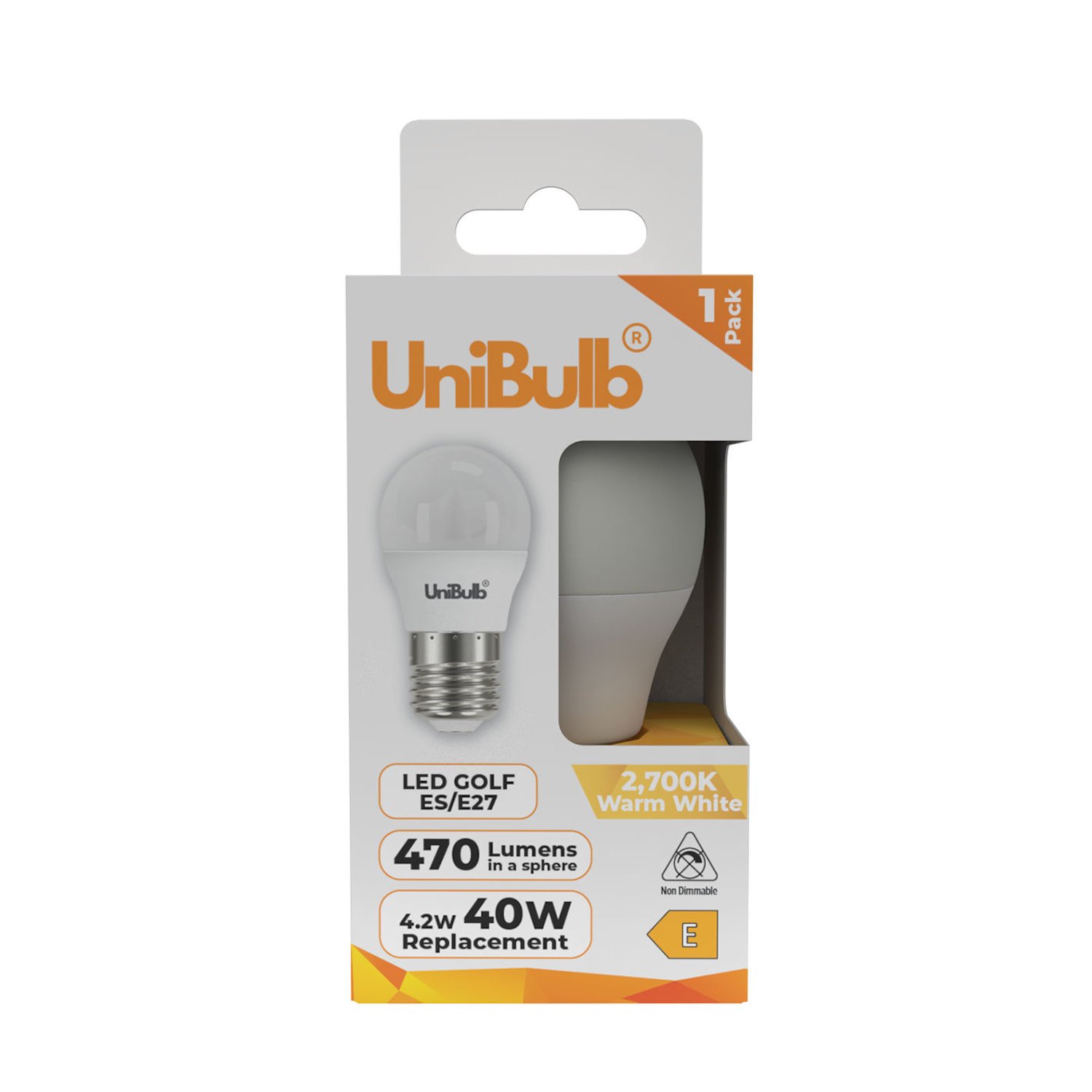 UniBulb 4.2W LED Warm White Golf Ball E27 Light Bulb