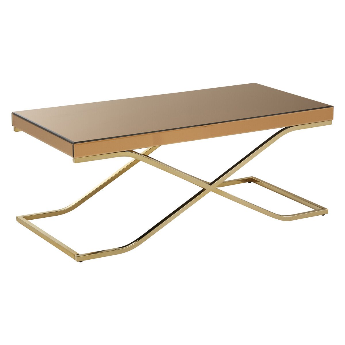 Orsina Kensington Townhouse Mirrored Glass Coffee Table - Brown