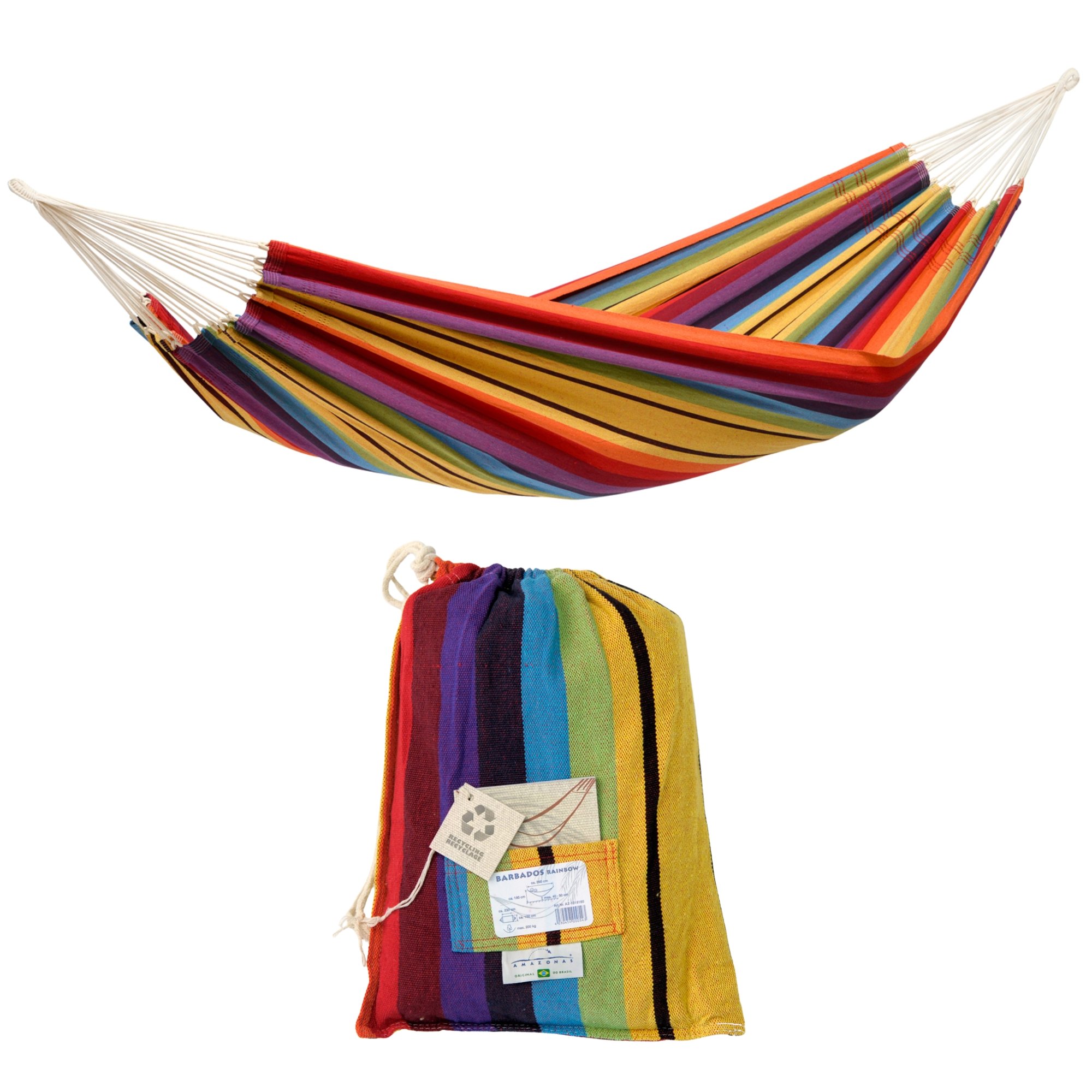 Amazonas Barbados Double Brazilian Cotton Hammock – Rainbow