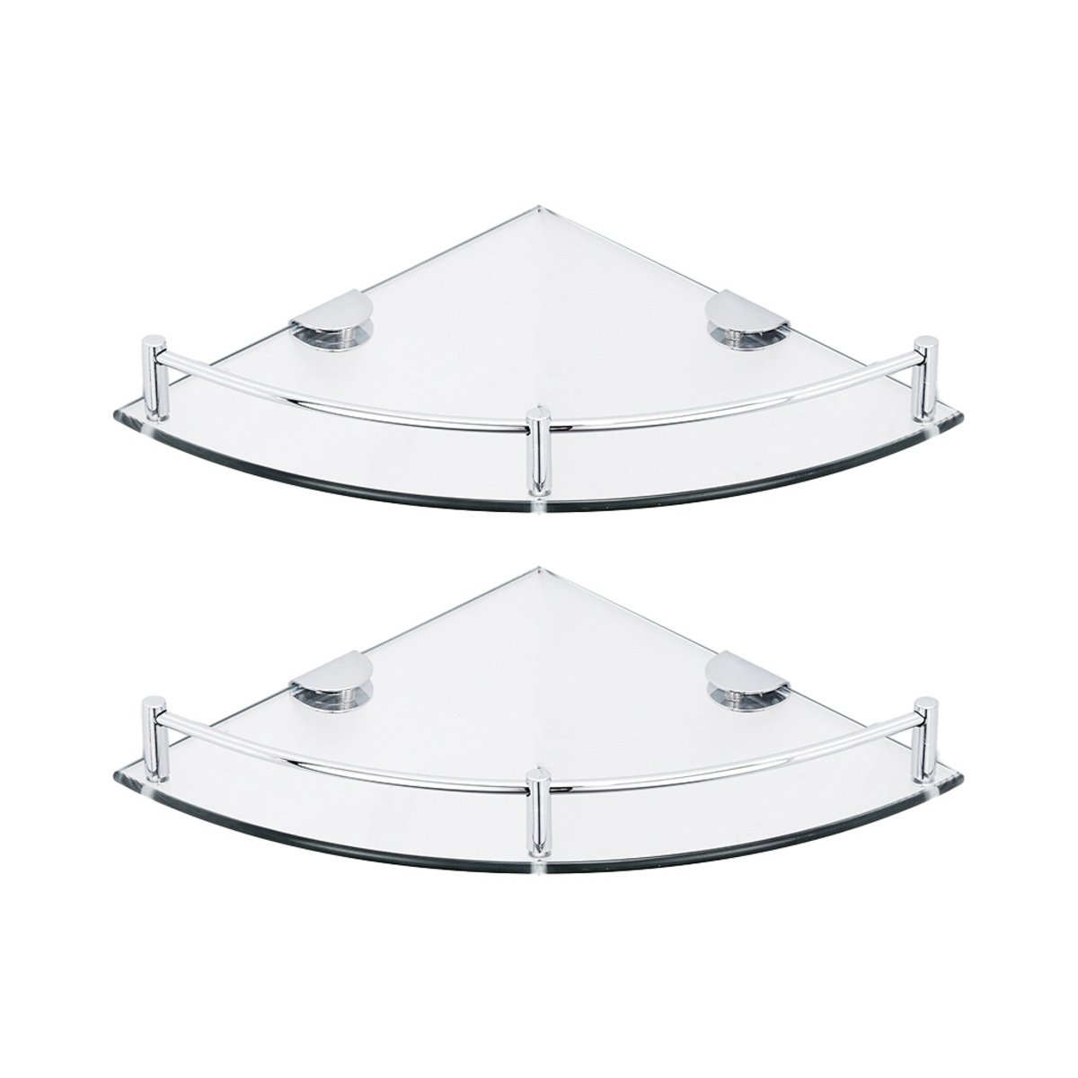 Living and Home 2Pcs Wall Mounted Glass Corner Shower Caddy - Silver