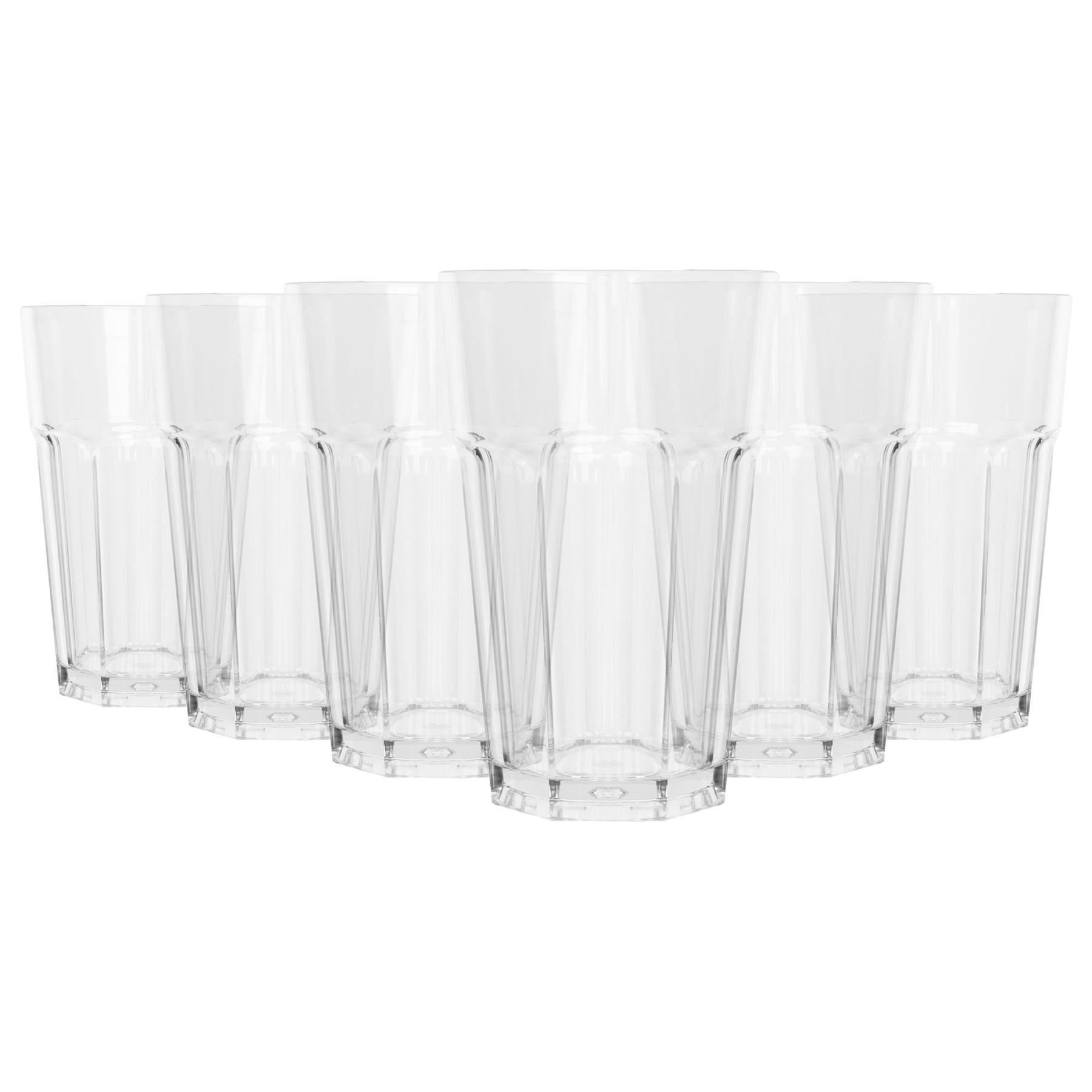 Argon Tableware Reusable Plastic Highball Glasses - 400ml - Pack of 6