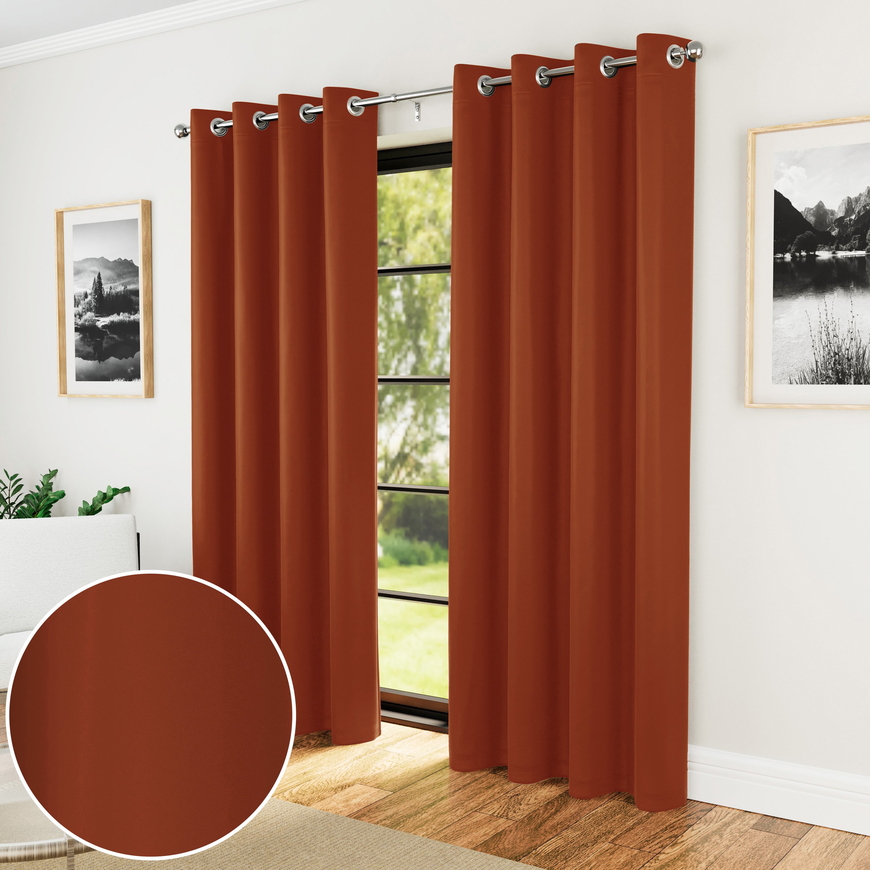 Enhanced Living Nightfall Eyelet Thermal Curtains - 117 x 137cm - Orange