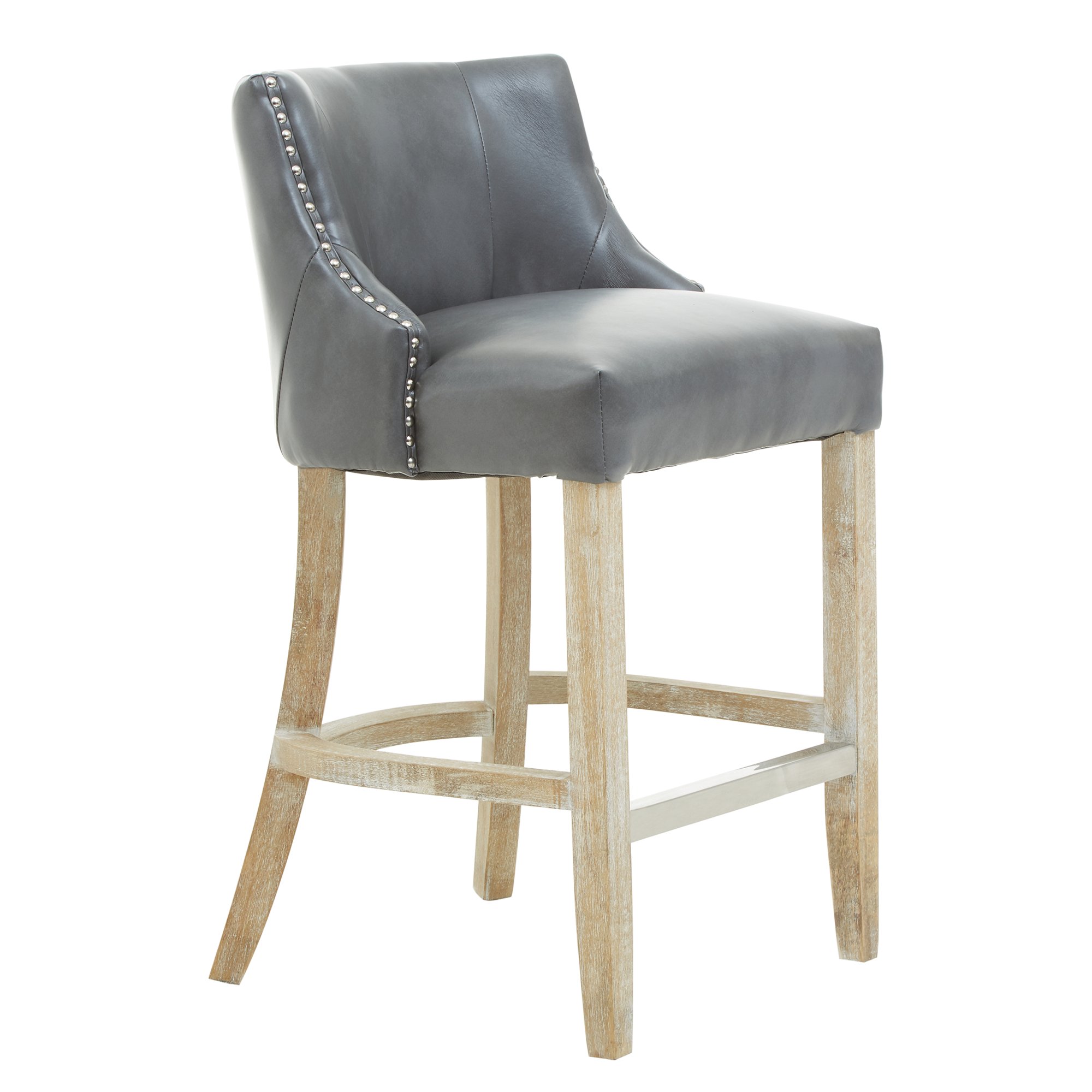 Orsina Kensington Townhouse Faux Leather Bar Chair – Grey and Natural