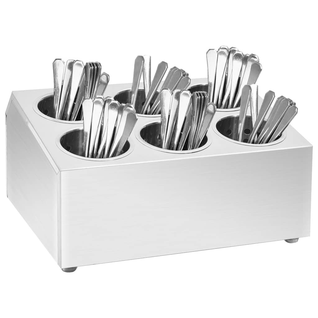 Walplus 6 Compartment Stainless Steel Cutlery Holder - Square