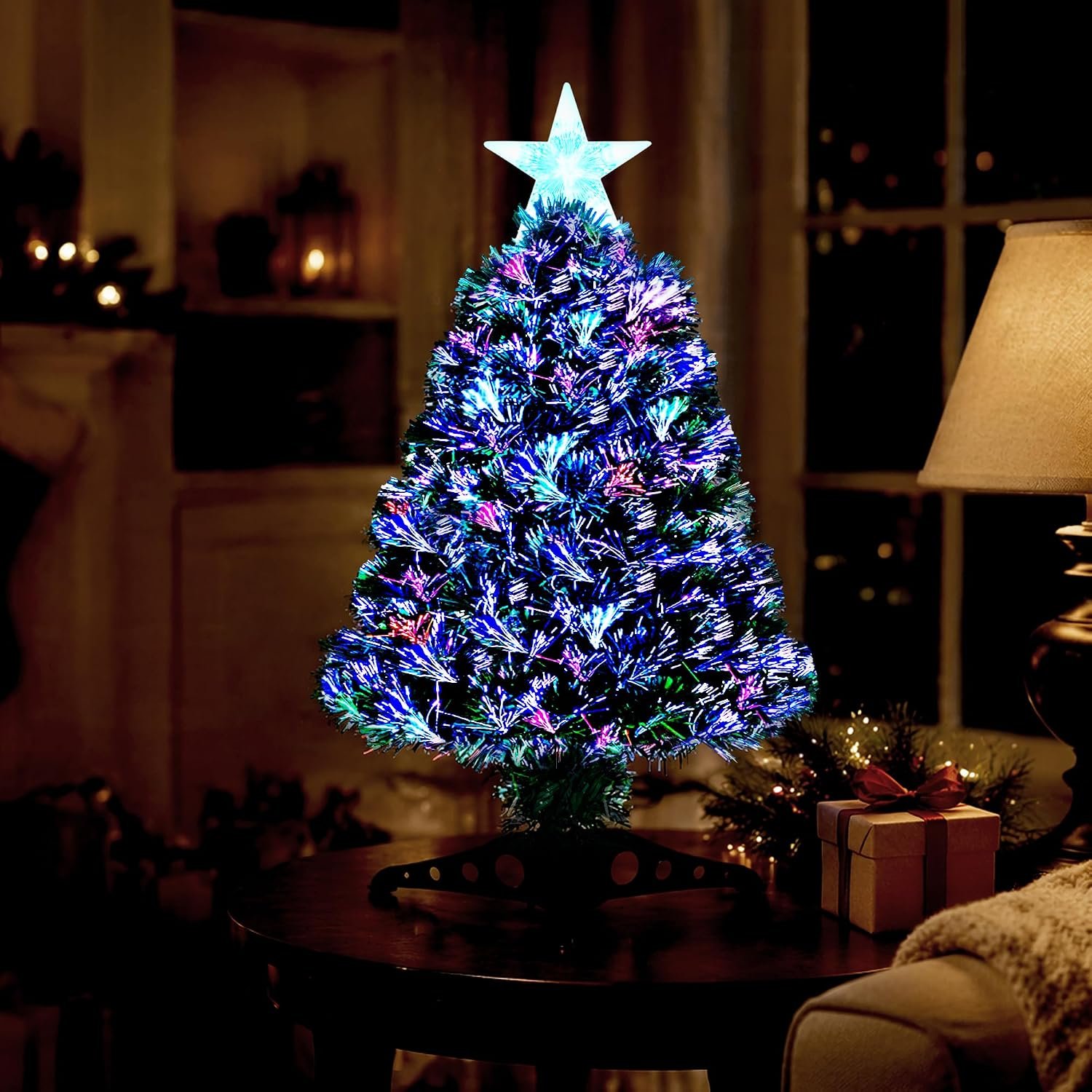 VeryMerry Fibre Optic Pre-Lit Christmas Tree with Timer Lights - 2FT