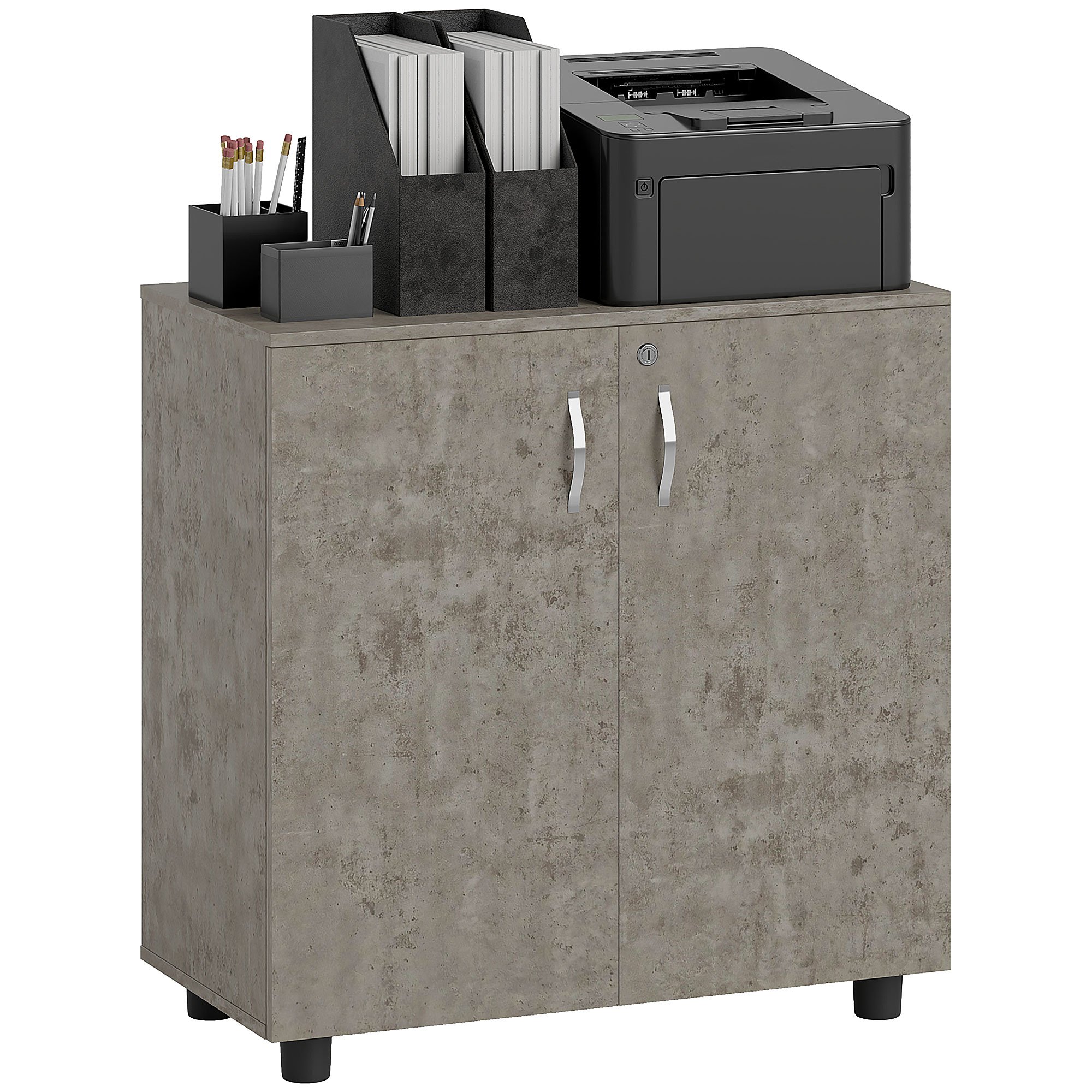 Vinsetto 2 Door Lockable Office Storage Cabinet - Grey