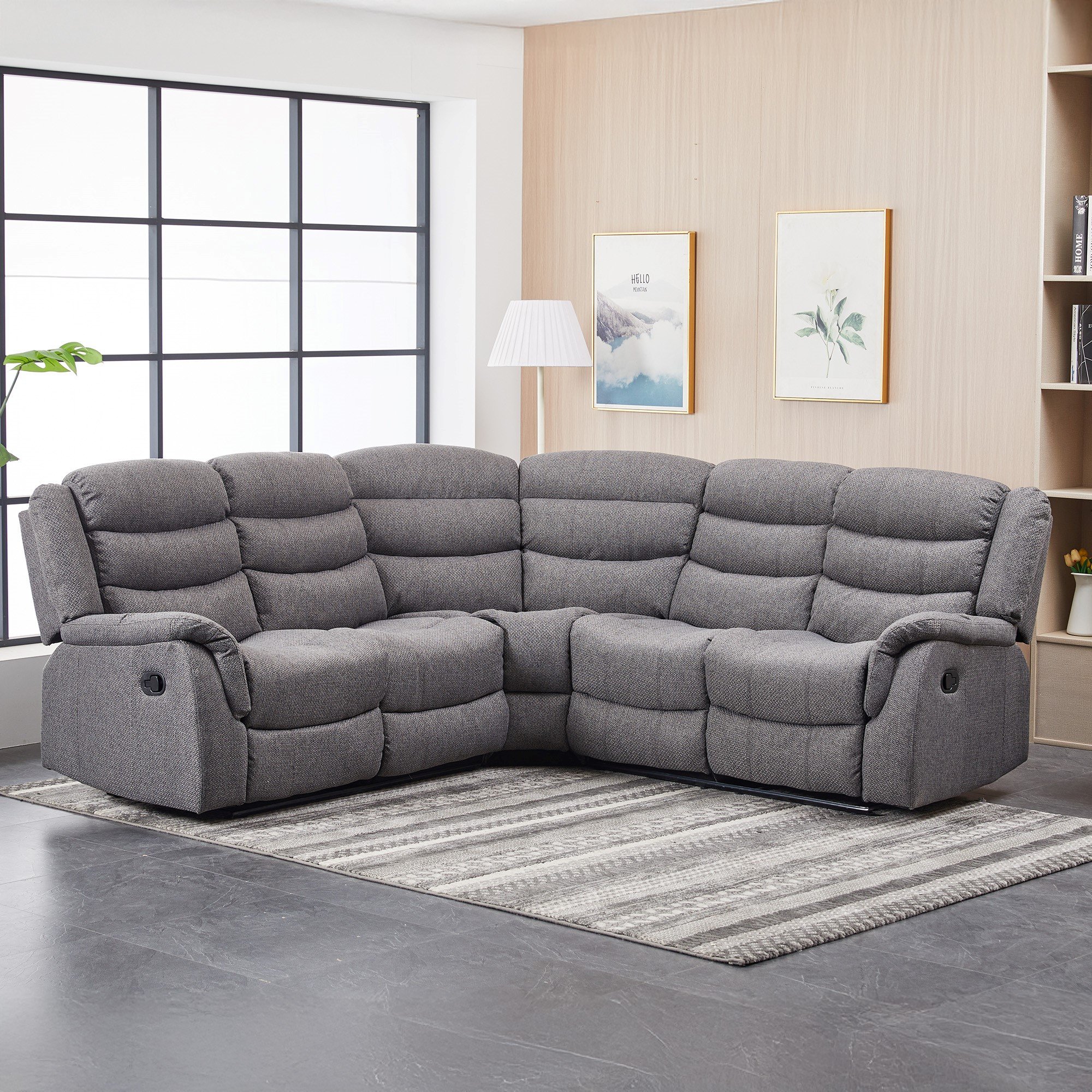 Artemis Home Loudon Fabric Reclining Corner Sofa - Dark Grey