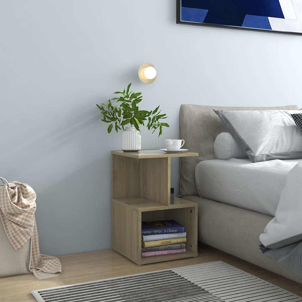 Walplus Engineered Wood Bedside Cabinet - Light Oak - 35 x 35 x 55 cm