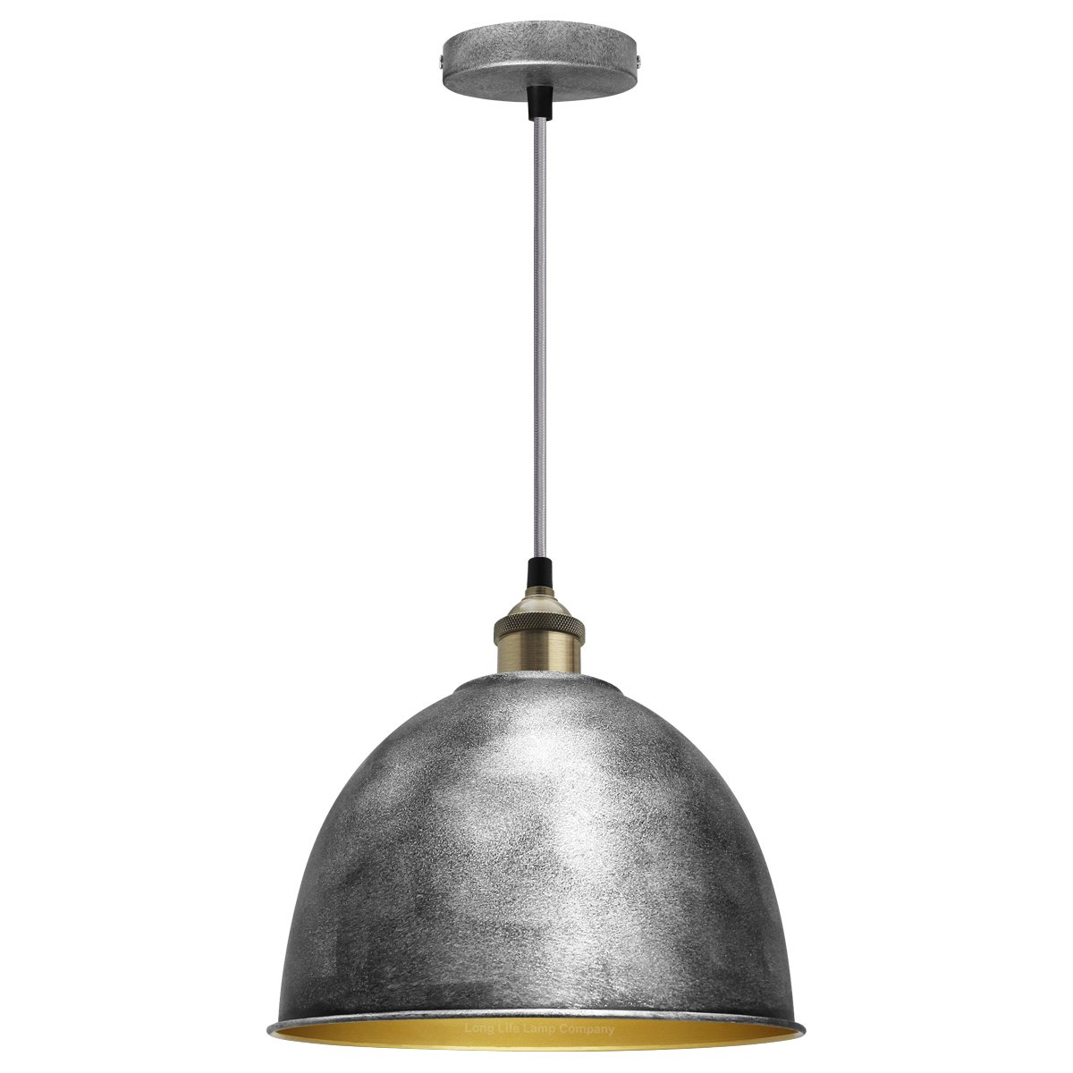 Energy Light Bulbs Rustic Dome Gold Inner Ceiling Pendant Light - Silver