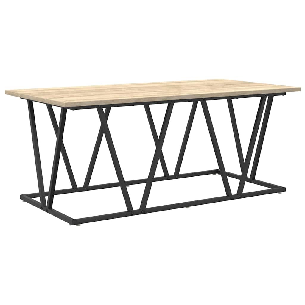 Walplus Engineered Wood and Metal Coffee Table - Sonoma Oak - 100 x 50 x 40 cm