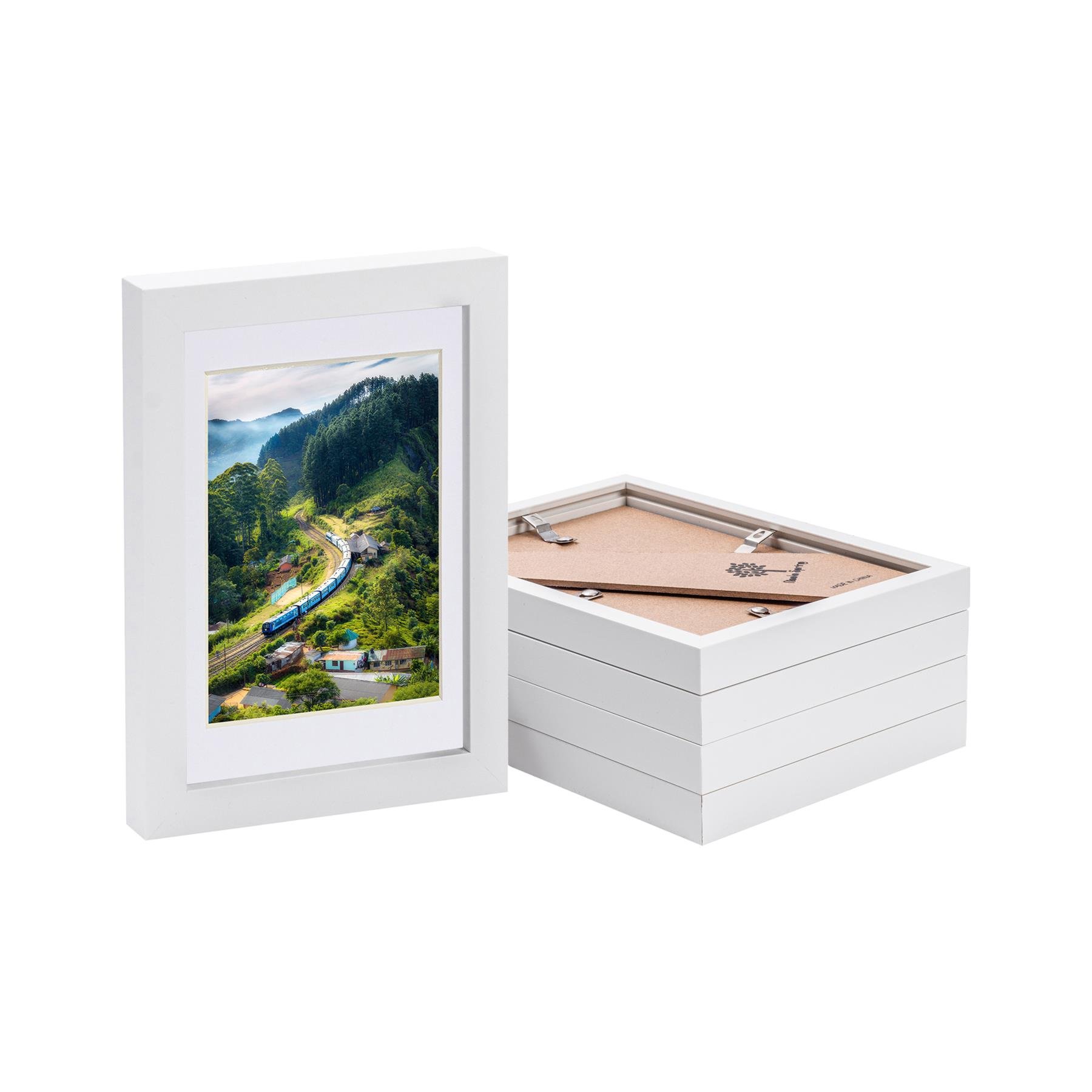 Nicola Spring 5 x 7" Photo Frames with 4 x 6" White Mount (5x) - White