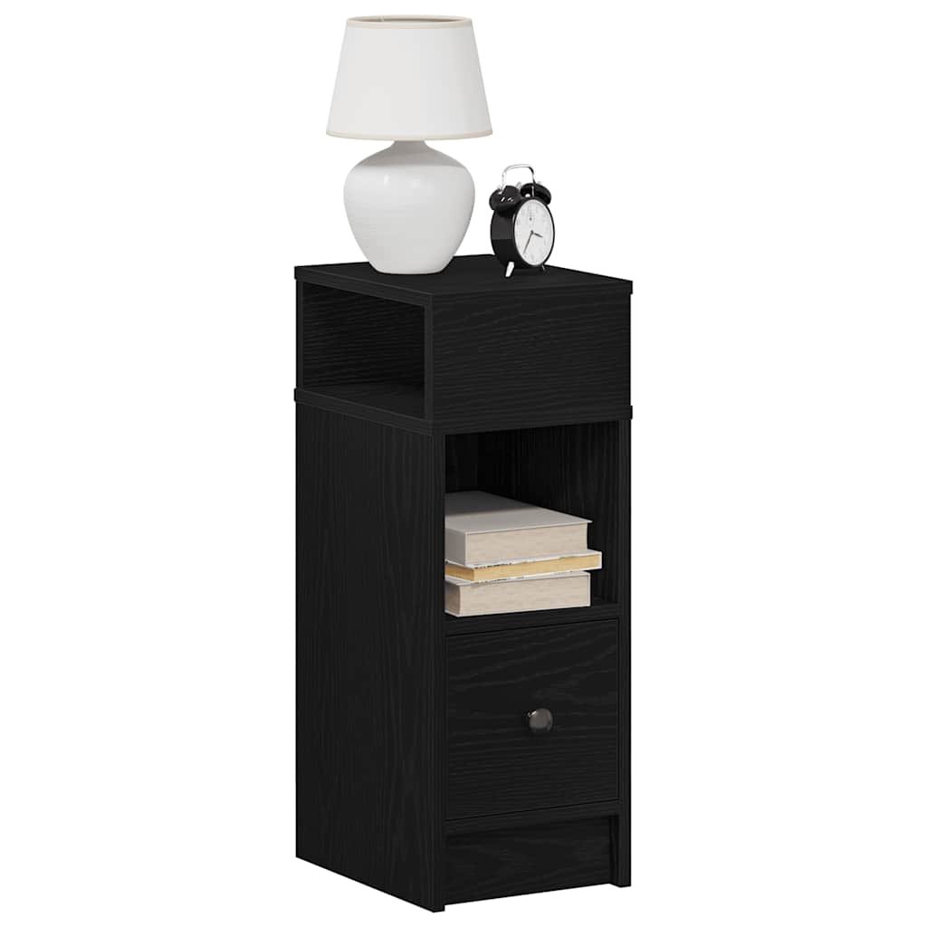 Walplus Pack of 2 1 Drawer Bedside Cabinet - Black - 25 x 31 x 66 cm