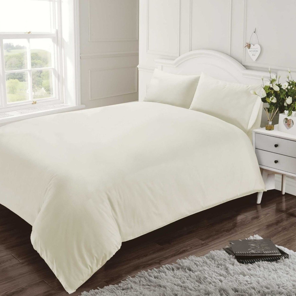 HomeSpace Direct T-400 Cream Duvet Cover Set - King