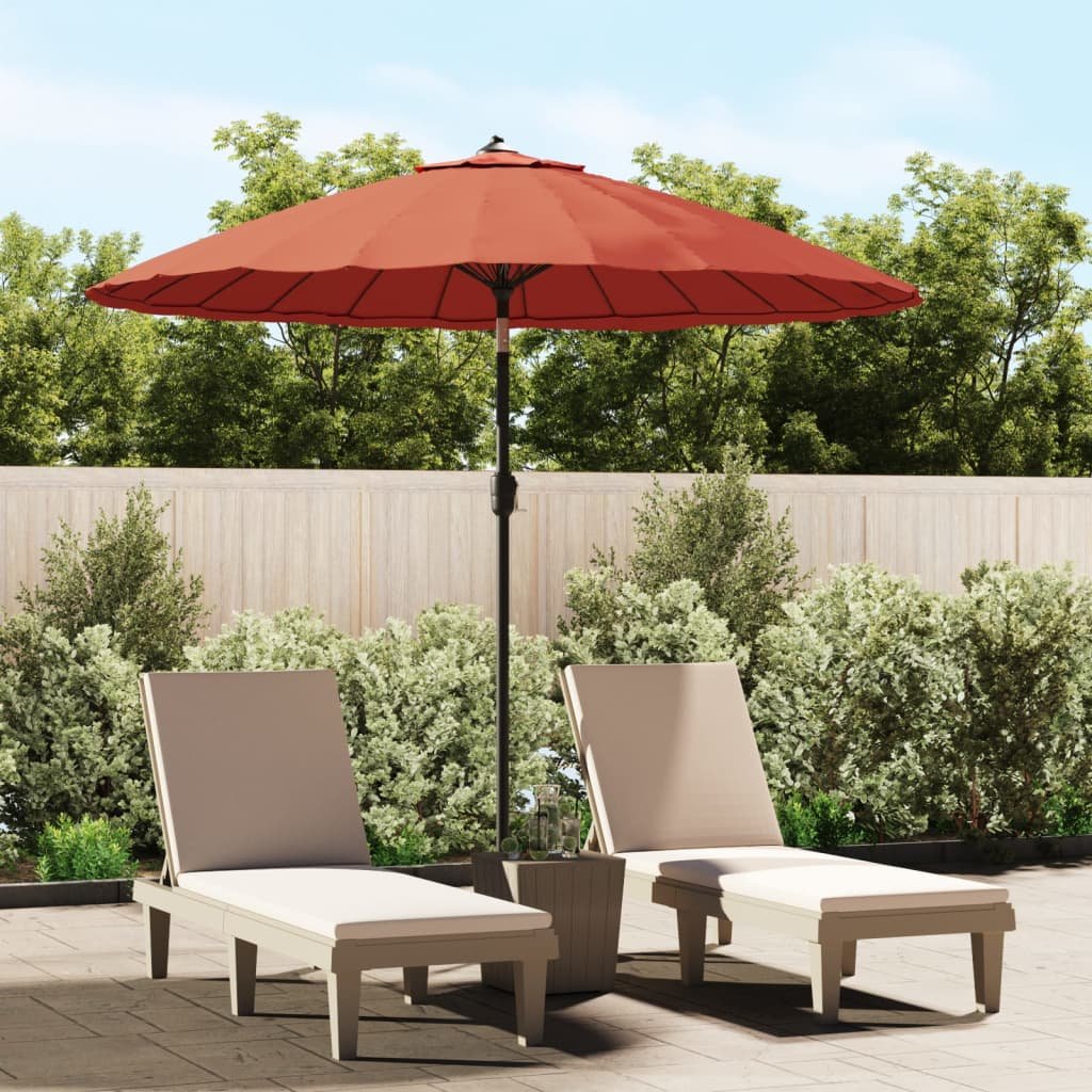 Walplus Polyester Garden Parasol - Terracotta - 270 x 246 cm
