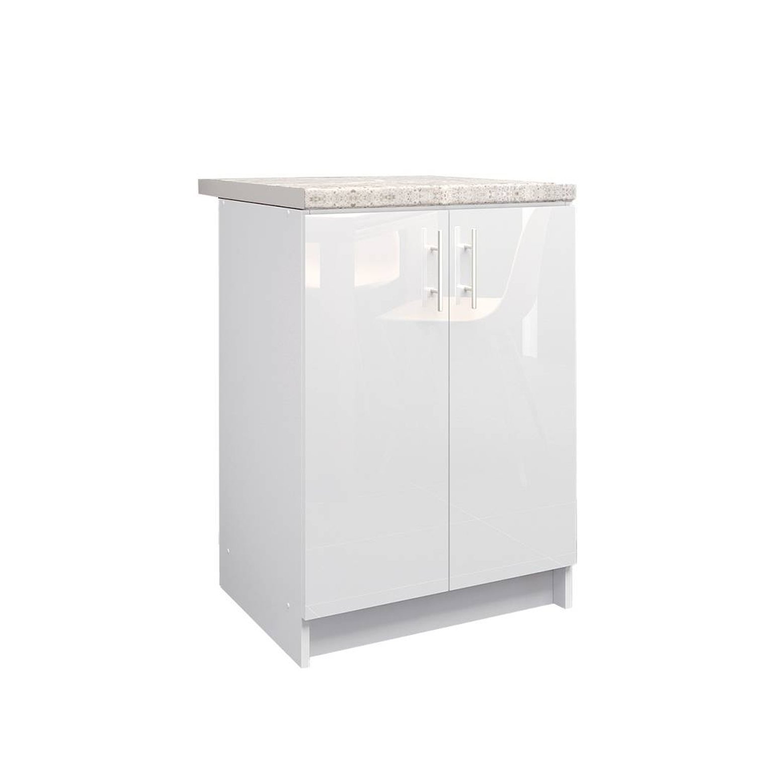JD Greta 600mm Base Cabinet with 2 Doors & Worktop - White Gloss