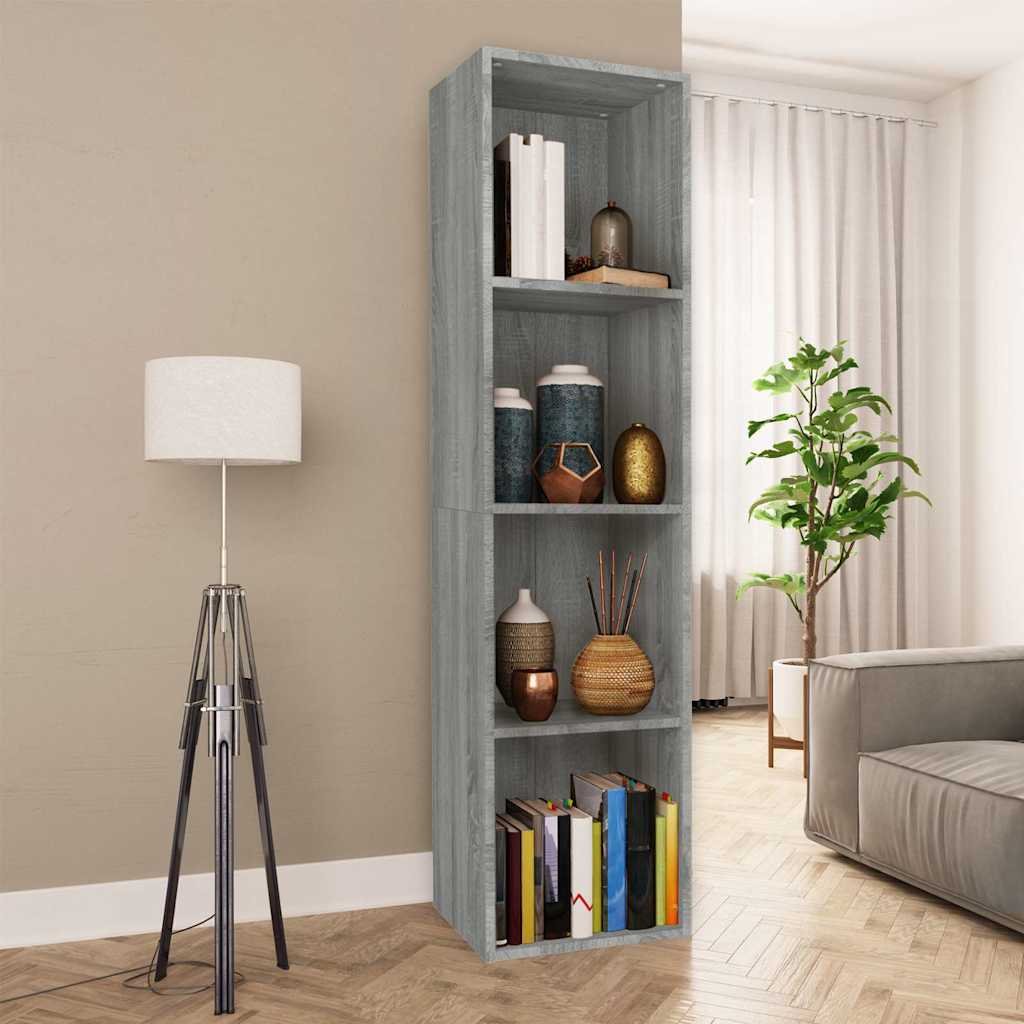 Walplus Engineered Wood Book Cabinet - Grey and Oak - 36 x 30 x 143 cm