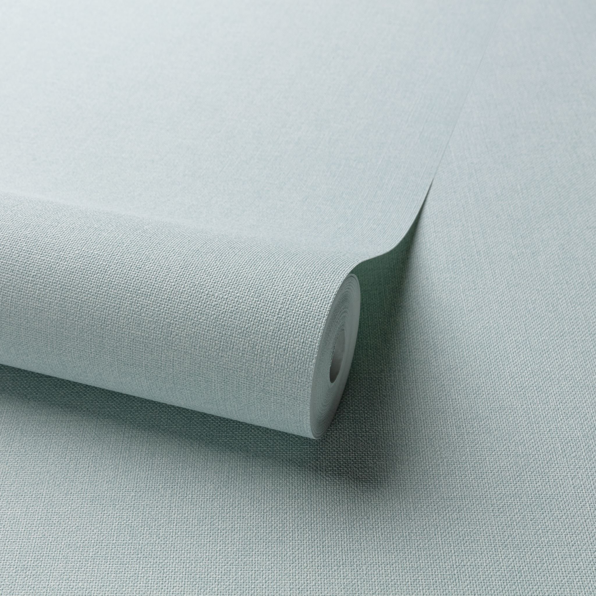 Grandeco Panama Plain Textured Linen Fabric Wallpaper - Light Aqua